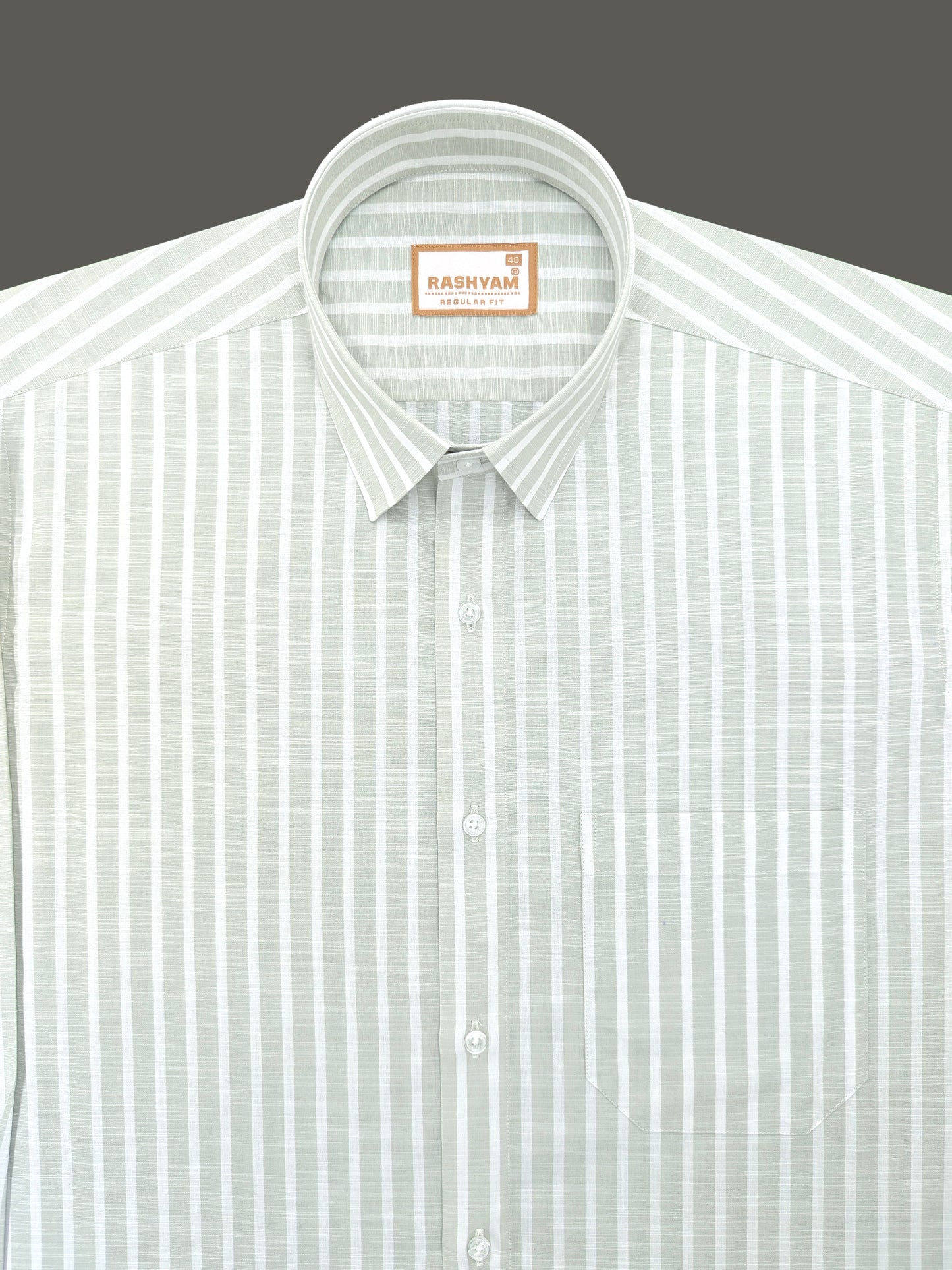 Positano Luxurious Linen Cotton Light Sage Green With White Line Formal Shirt
