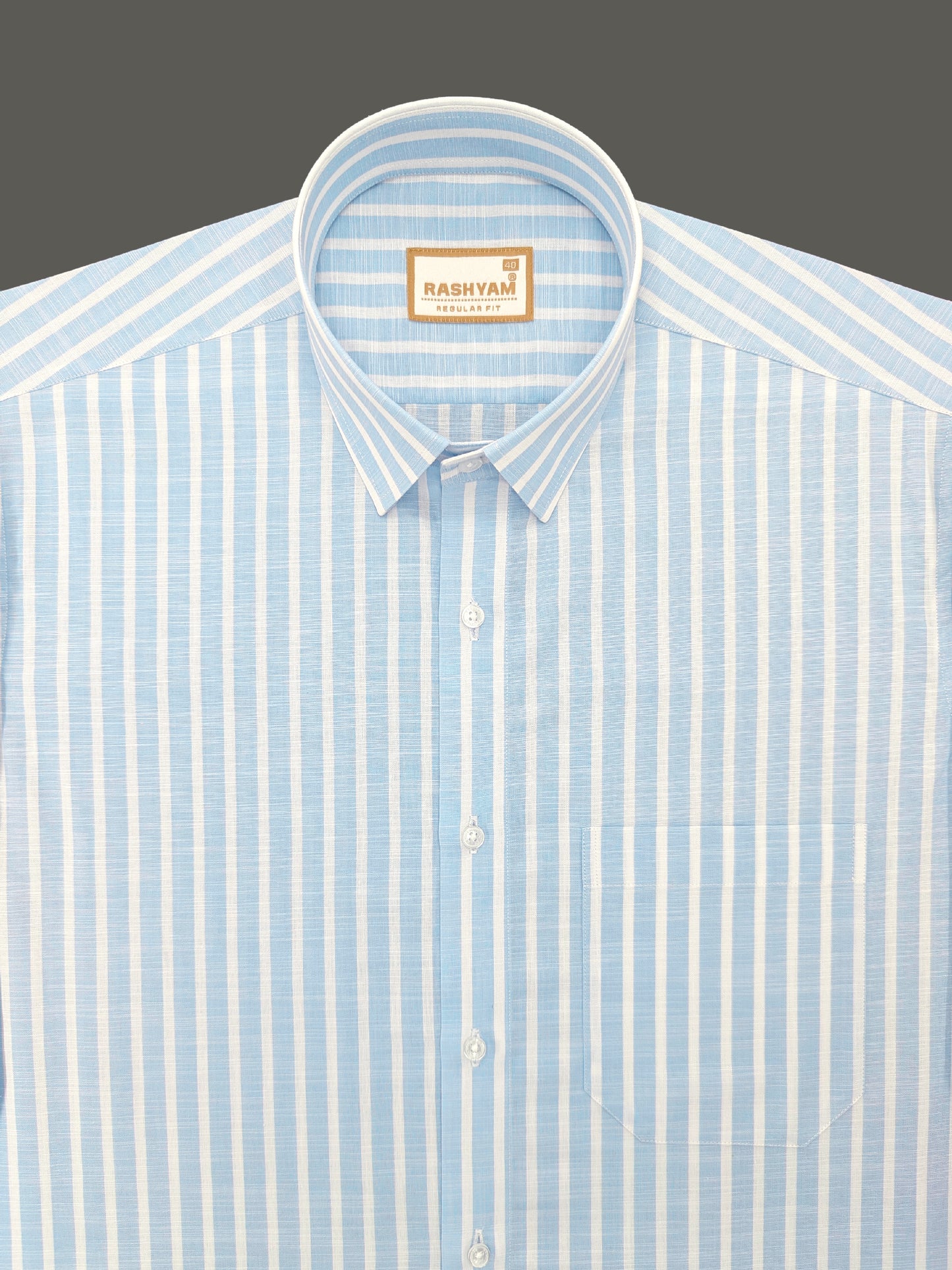 Positano Luxurious Linen Cotton Light Sky Blue with White Line Formal Shirt