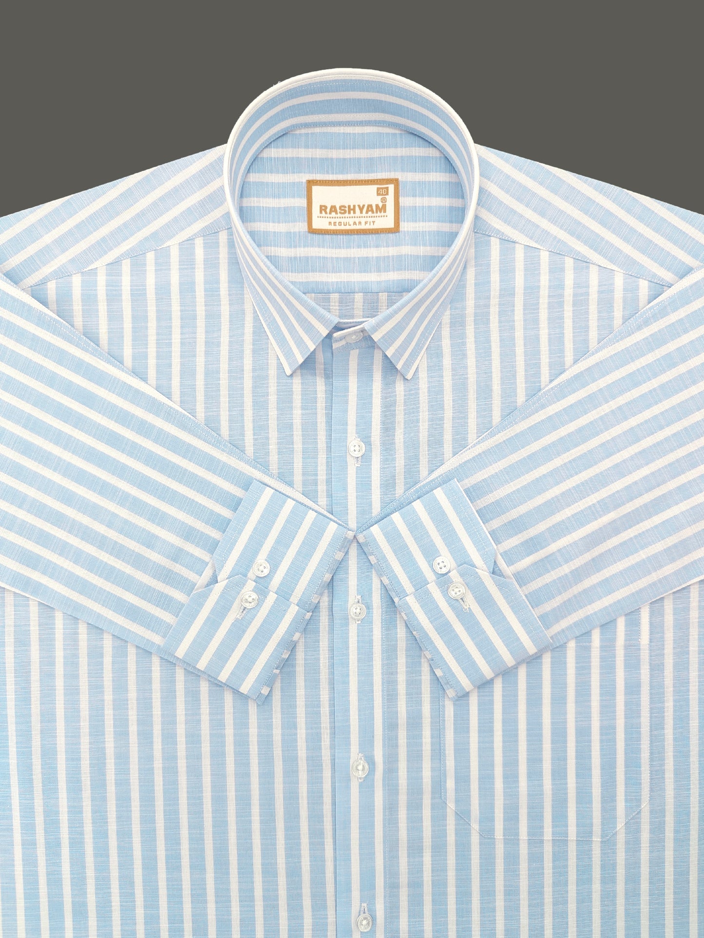Positano Luxurious Linen Cotton Light Sky Blue with White Line Formal Shirt