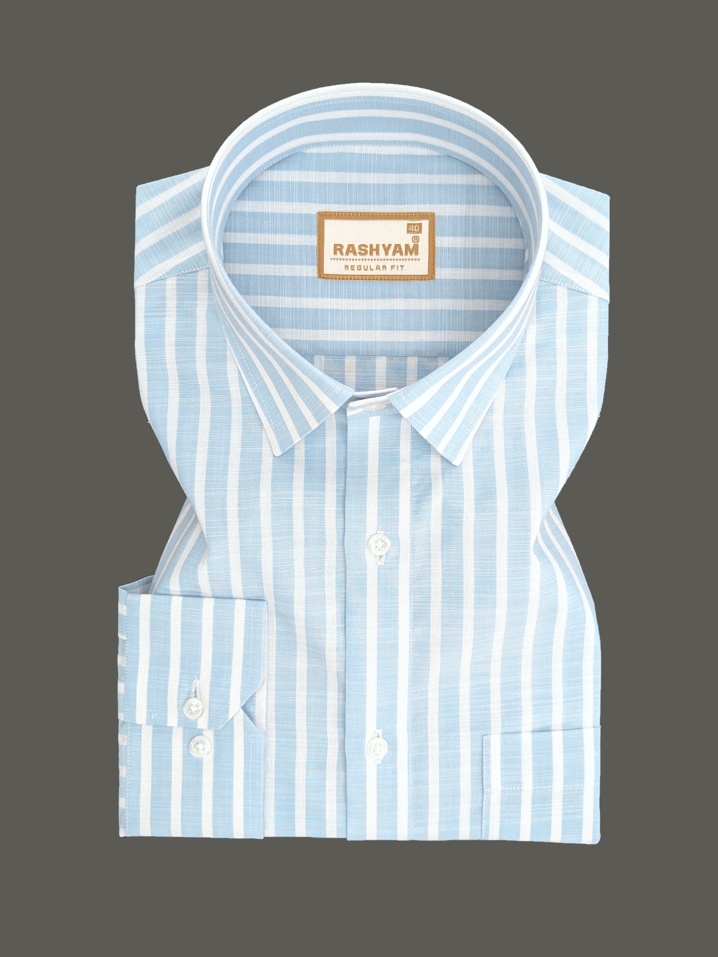 Positano Luxurious Linen Cotton Light Sky Blue with White Line Formal Shirt