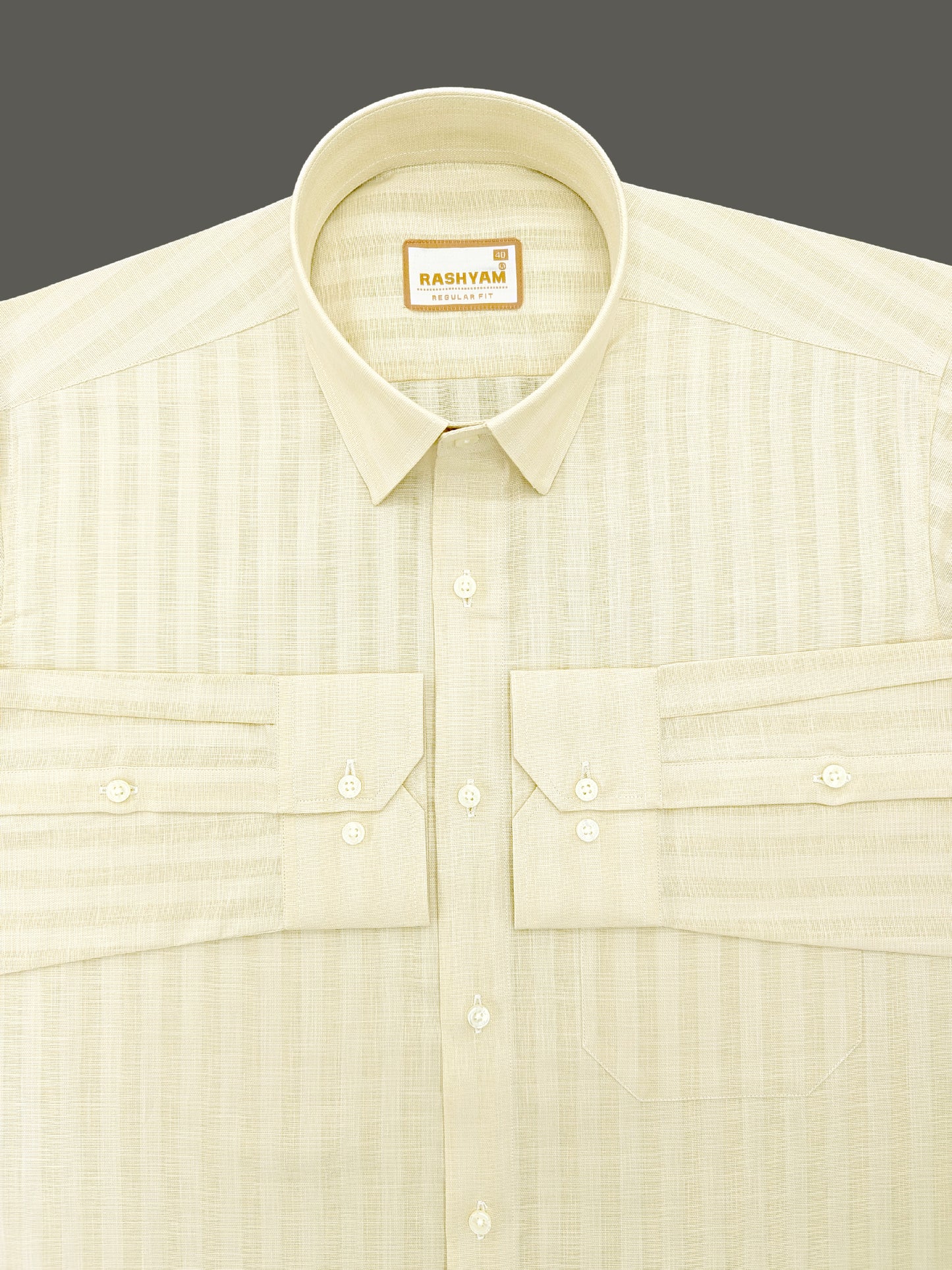 Vanilla Creamy Line Luxurious Italian Linen Shirt
