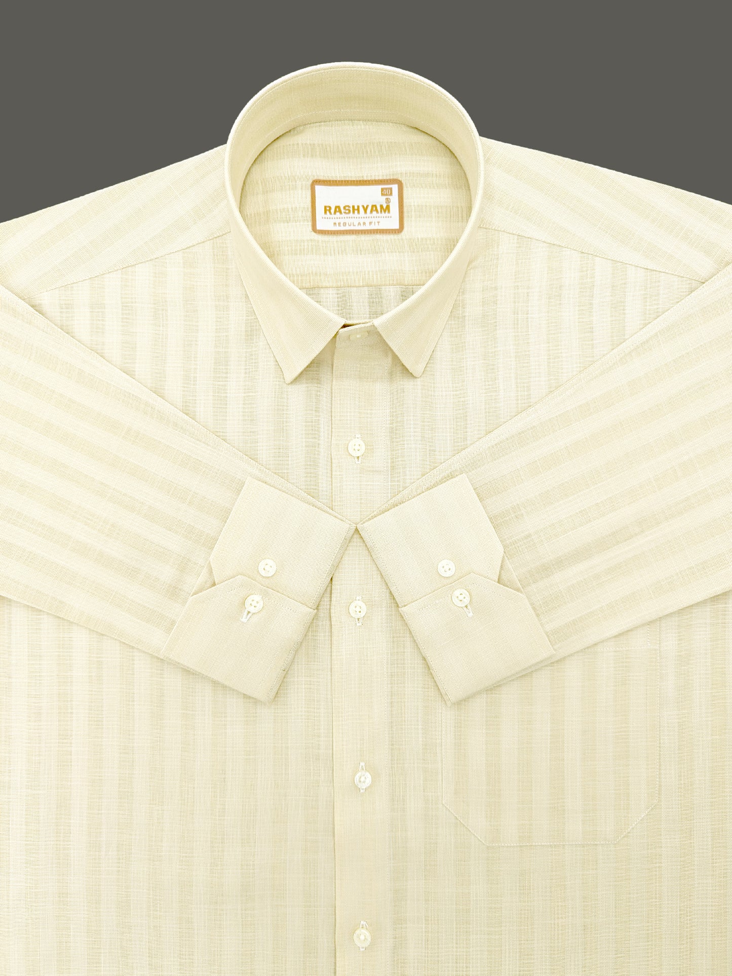Vanilla Creamy Line Luxurious Italian Linen Shirt