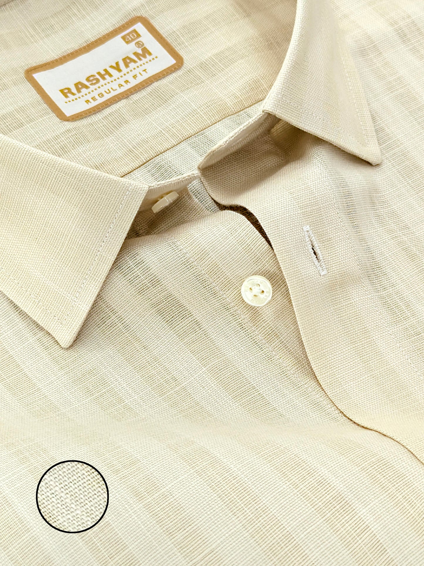 Vanilla Creamy Line Luxurious Italian Linen Shirt