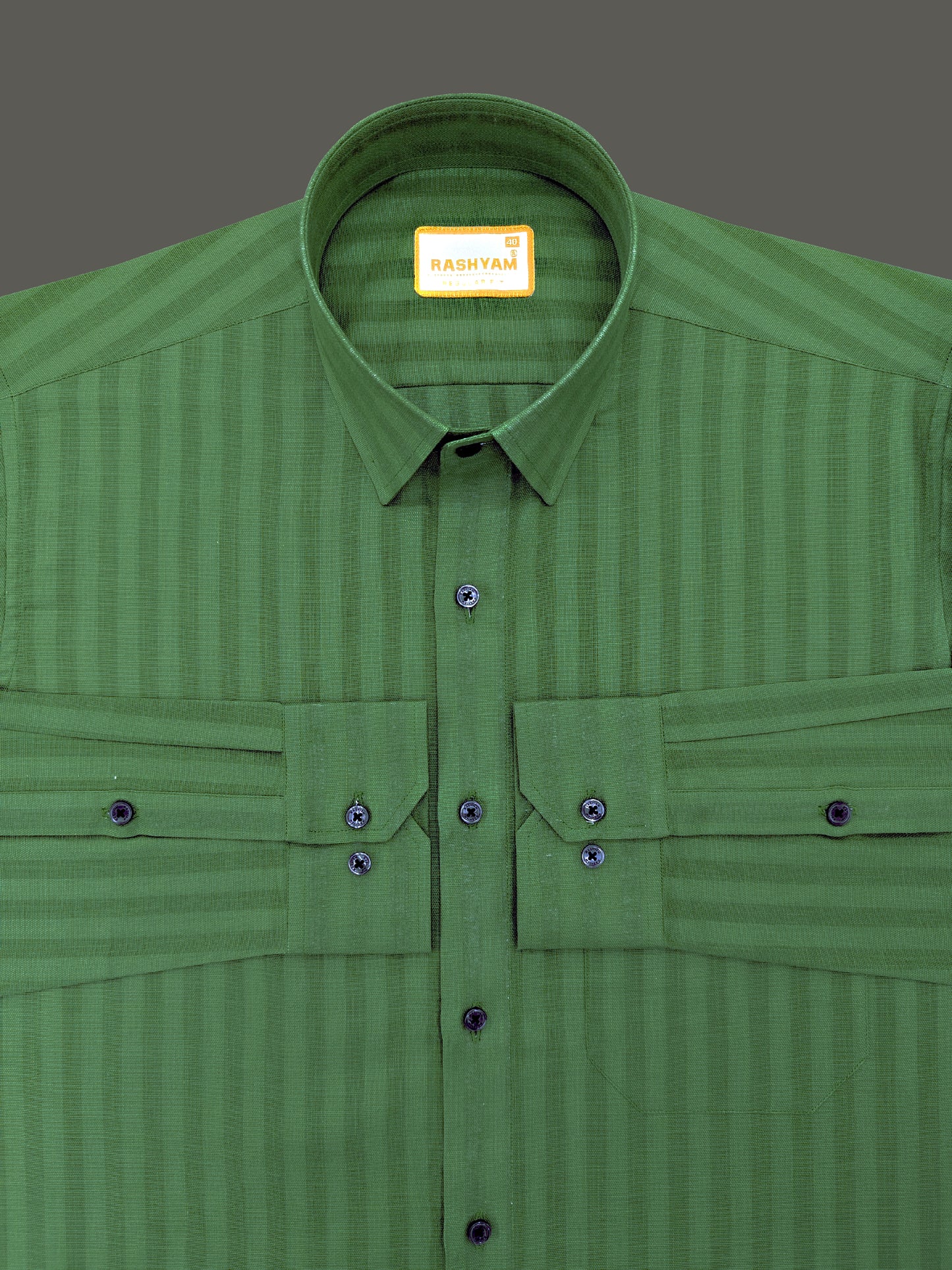 Dark Green Line Luxurious Italian Linen Shirt