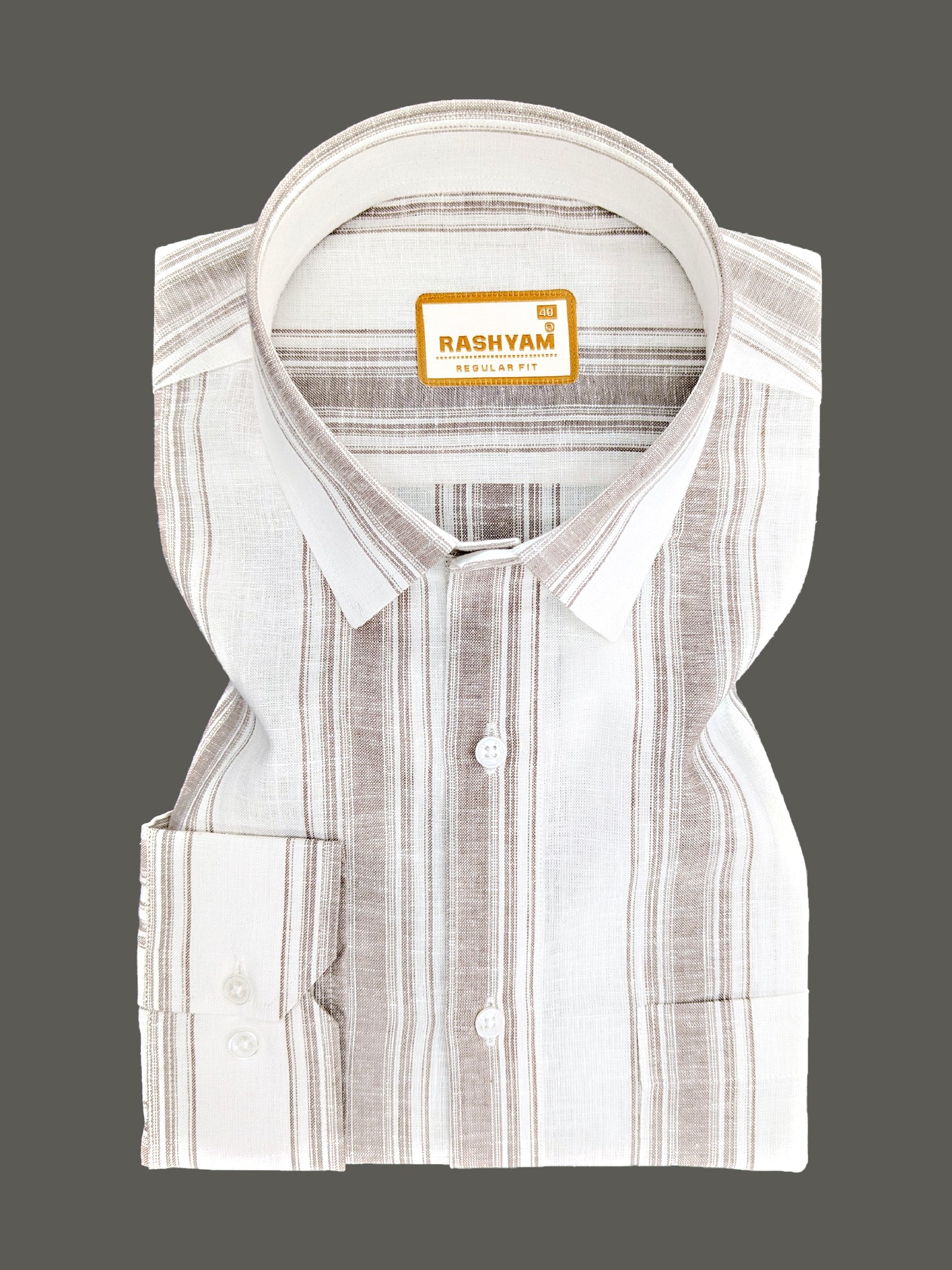 Amalfi Premium Linen Cotton Dark brown Stripe On White Formal Shirt