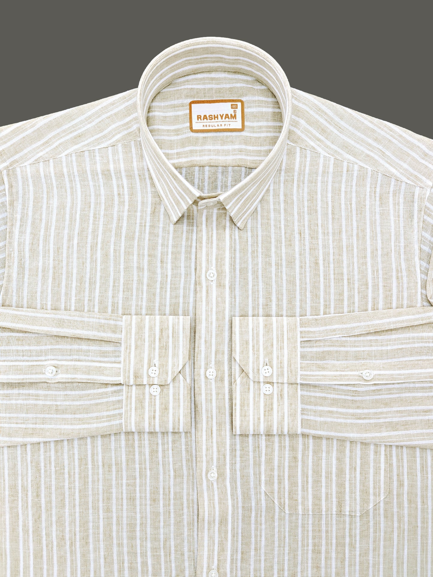 Milano Khaki Beige Stripe Formal Shirt