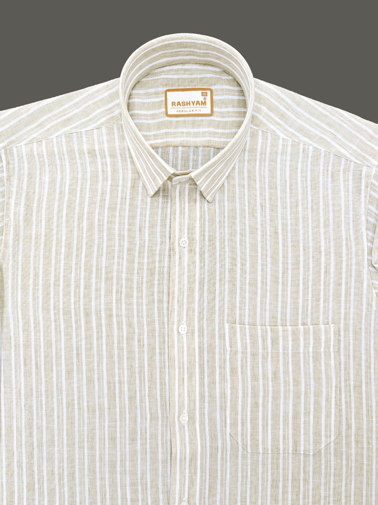 Milano Khaki Beige Stripe Formal Shirt