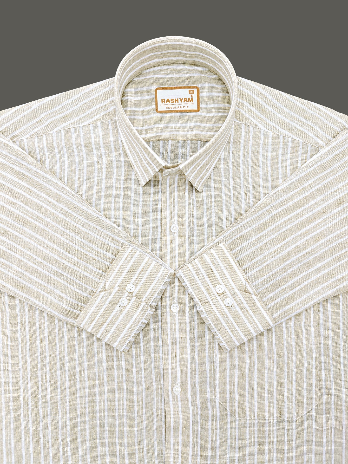 Milano Khaki Beige Stripe Formal Shirt