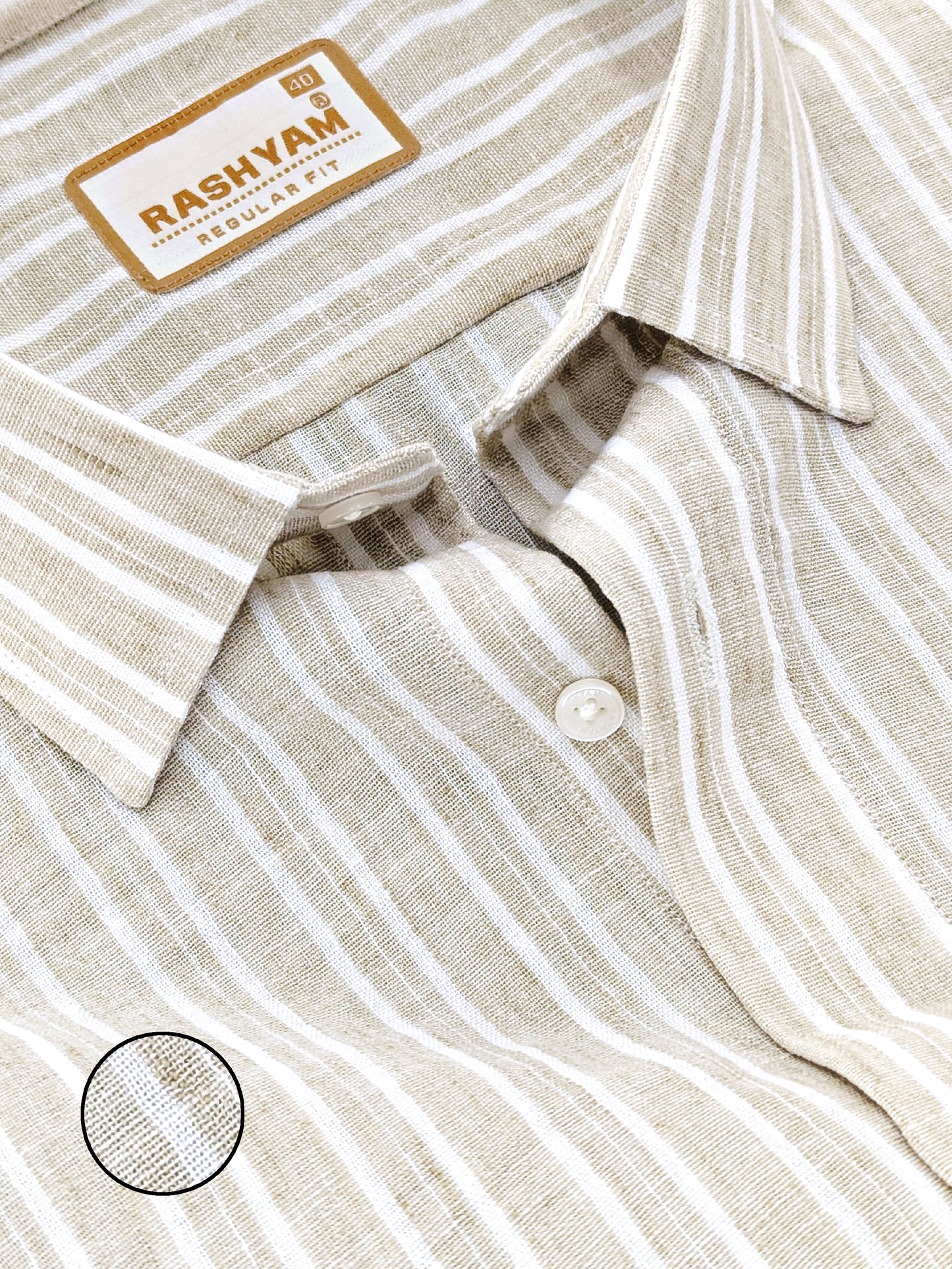 Milano Khaki Beige Stripe Formal Shirt