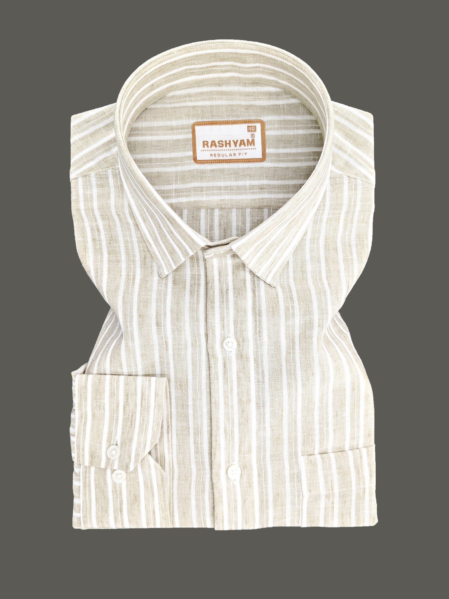 Milano Khaki Beige Stripe Formal Shirt