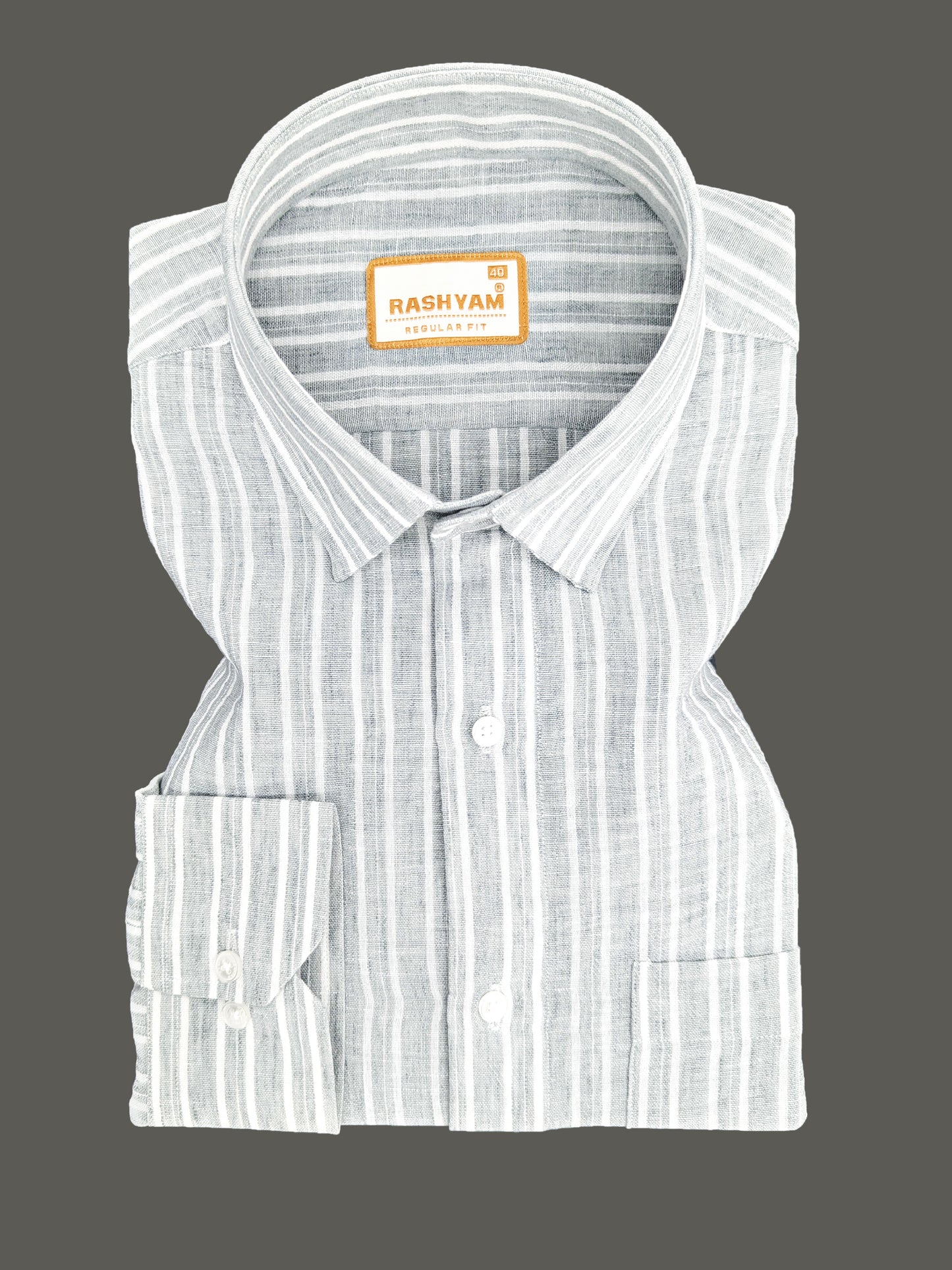 Milano Grey With White Striped Formal Shirt