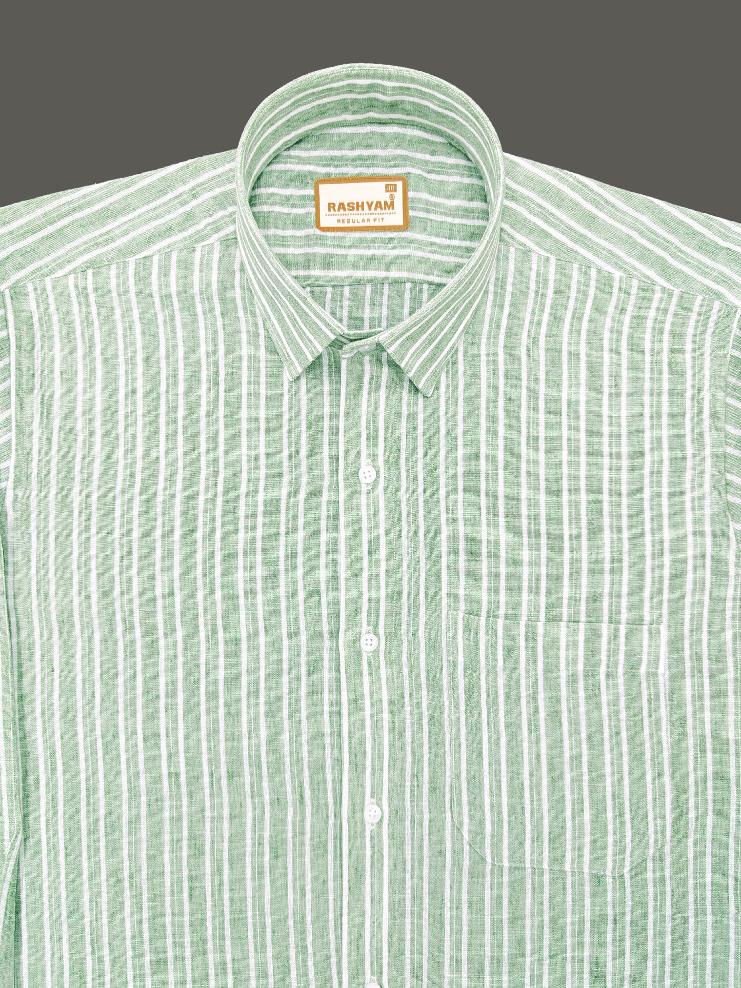 Milano Sage Green Striped Formal Shirt