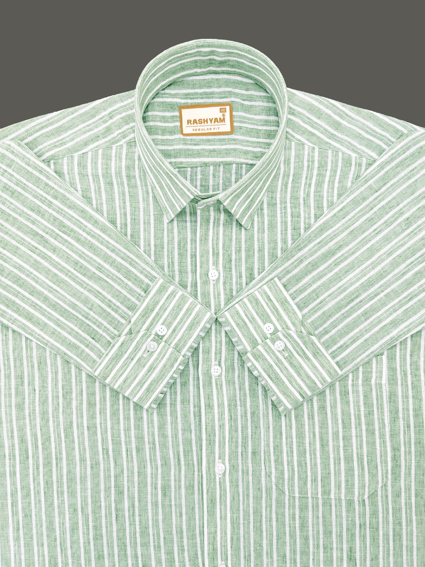 Milano Sage Green Striped Formal Shirt