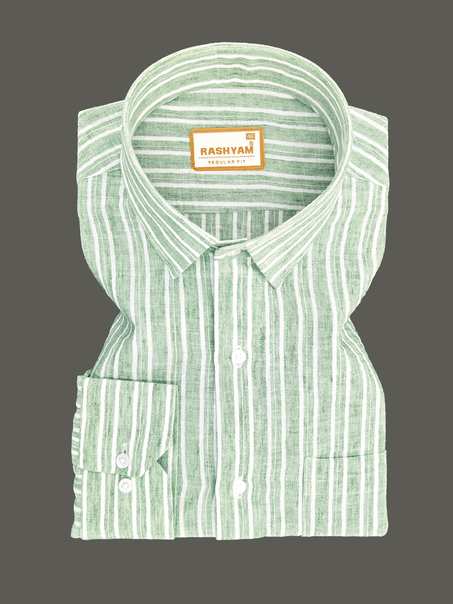 Milano Sage Green Striped Formal Shirt