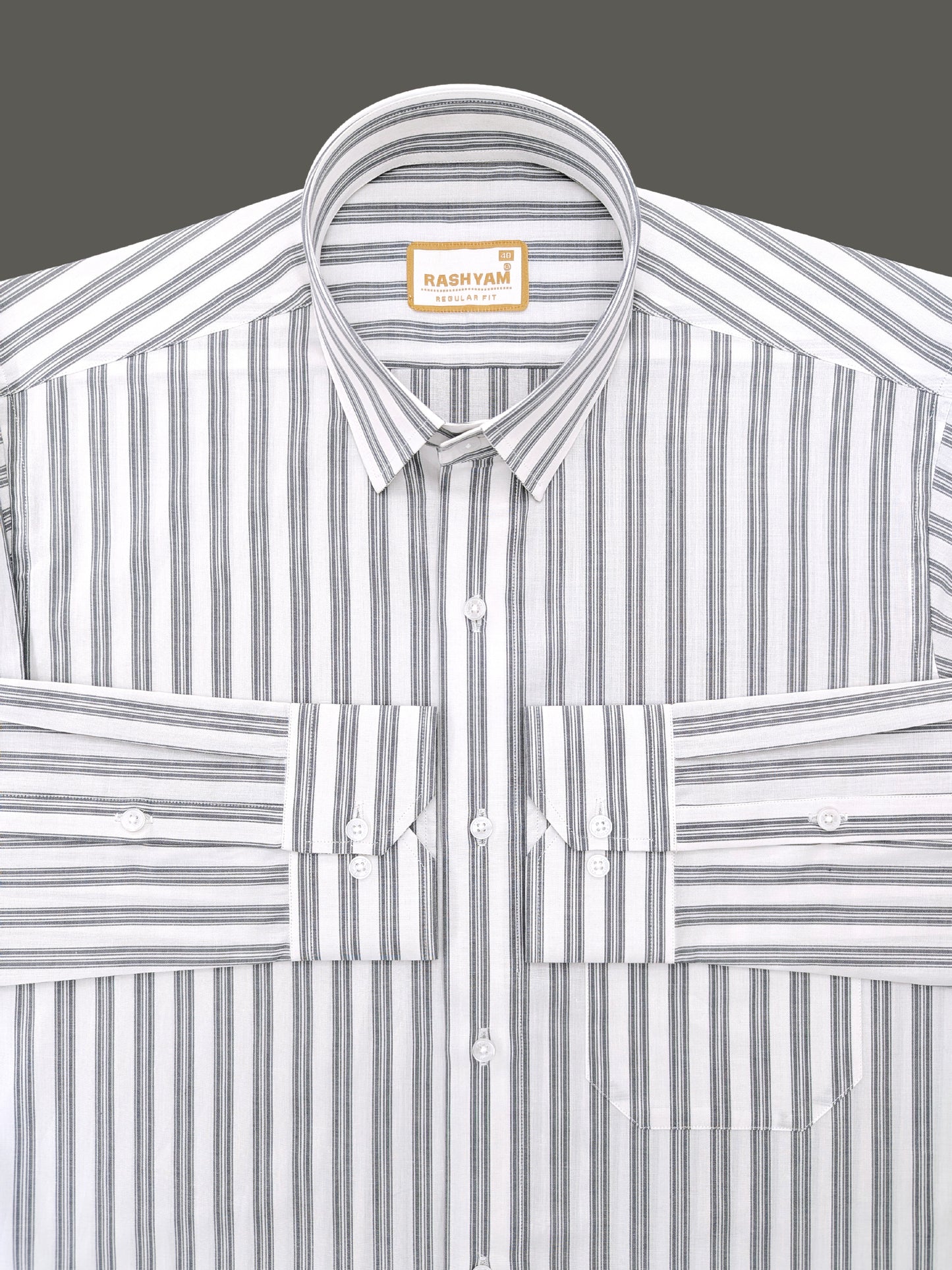 Spello Black Line On White Premium Cotton Formal Shirt For Men