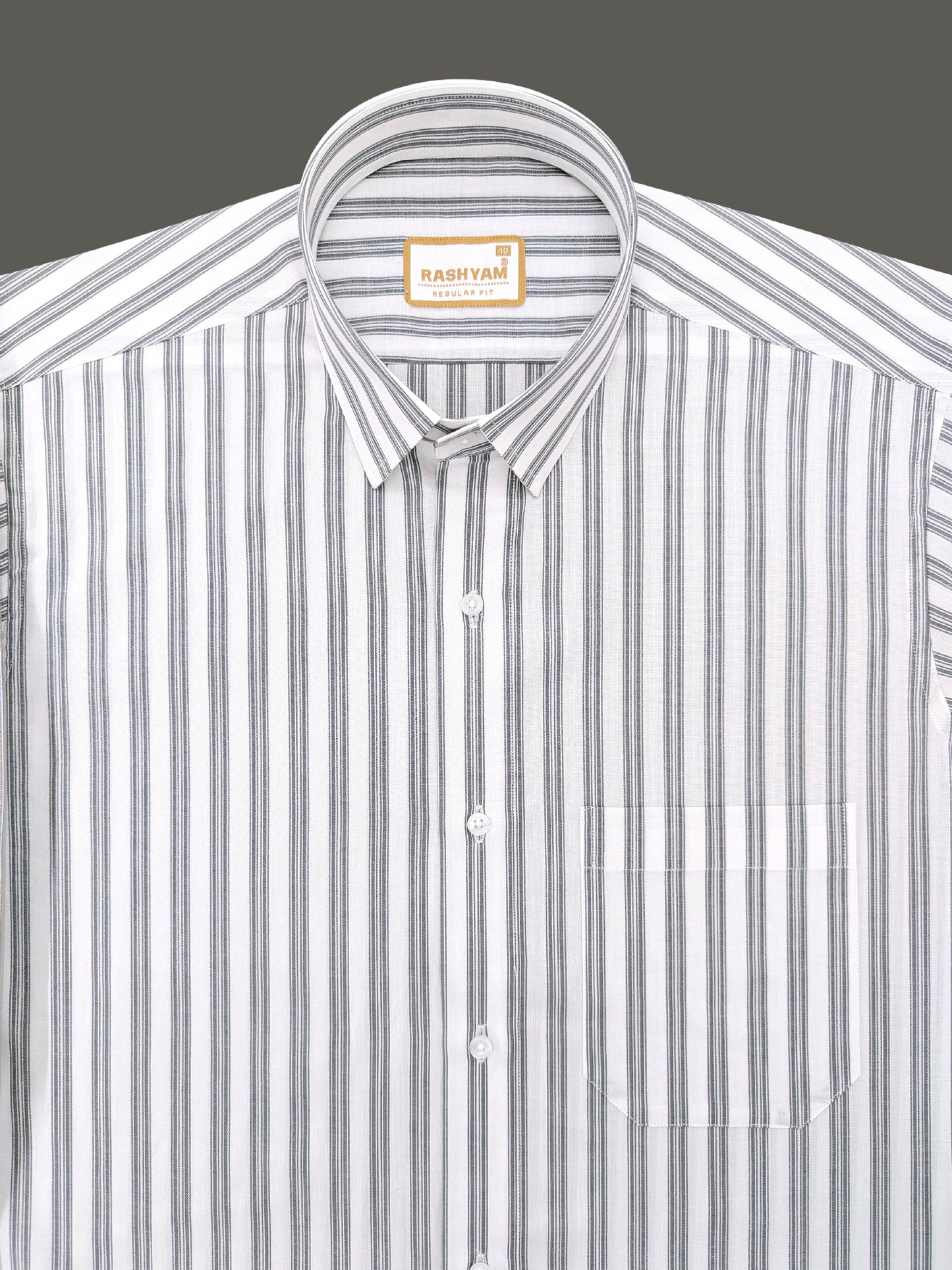 Spello Black Line On White Premium Cotton Formal Shirt For Men