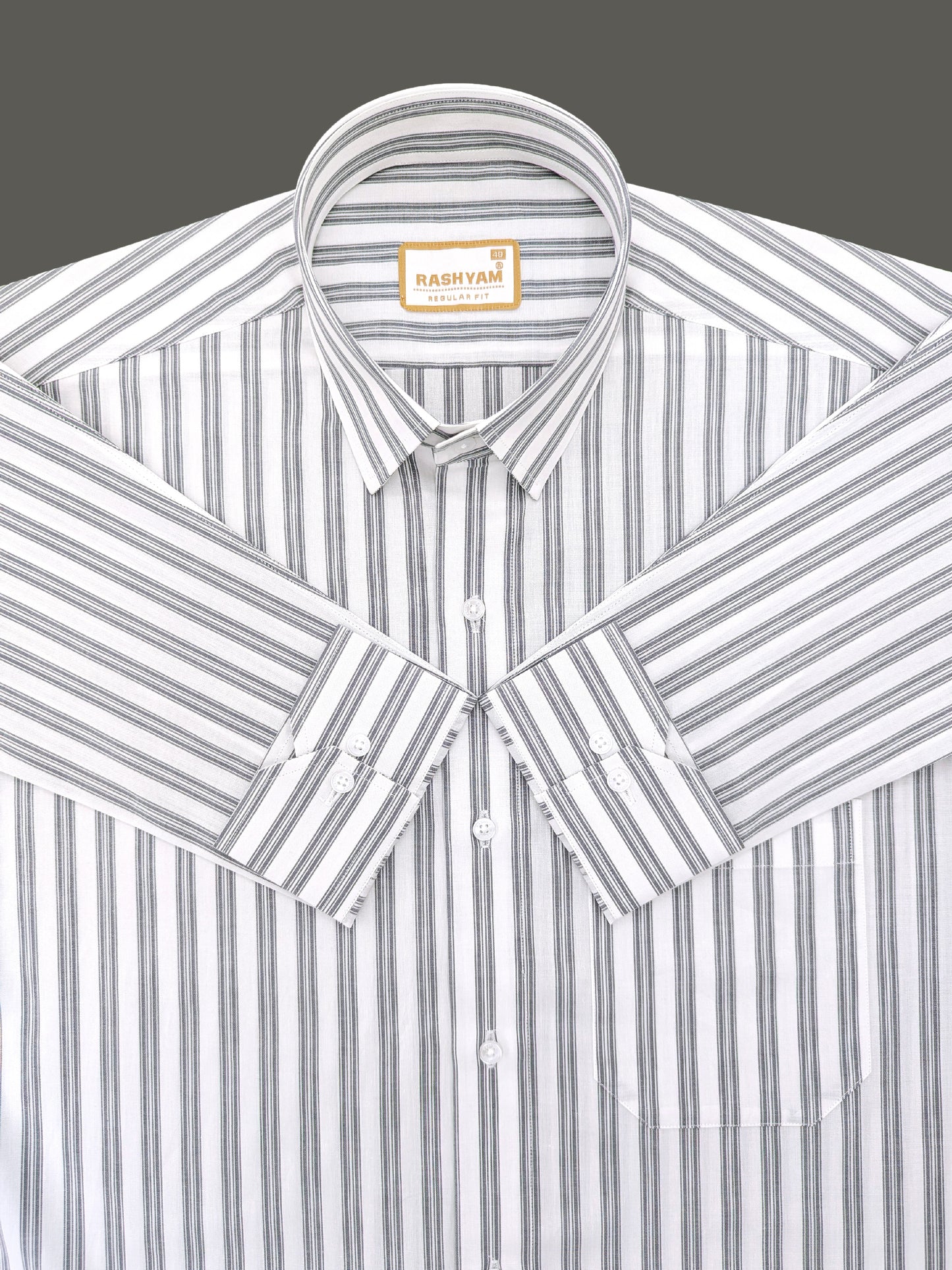 Spello Black Line On White Premium Cotton Formal Shirt For Men