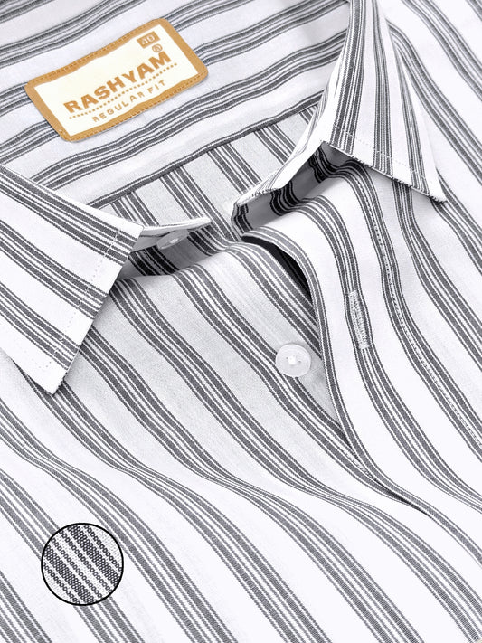 Spello Black Line On White Premium Cotton Formal Shirt For Men