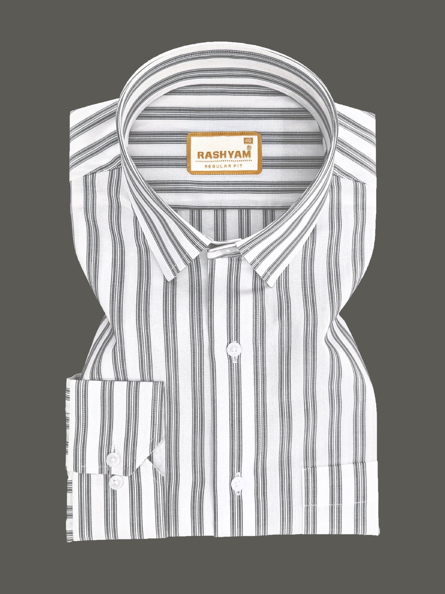 Spello Black Line On White Premium Cotton Formal Shirt For Men