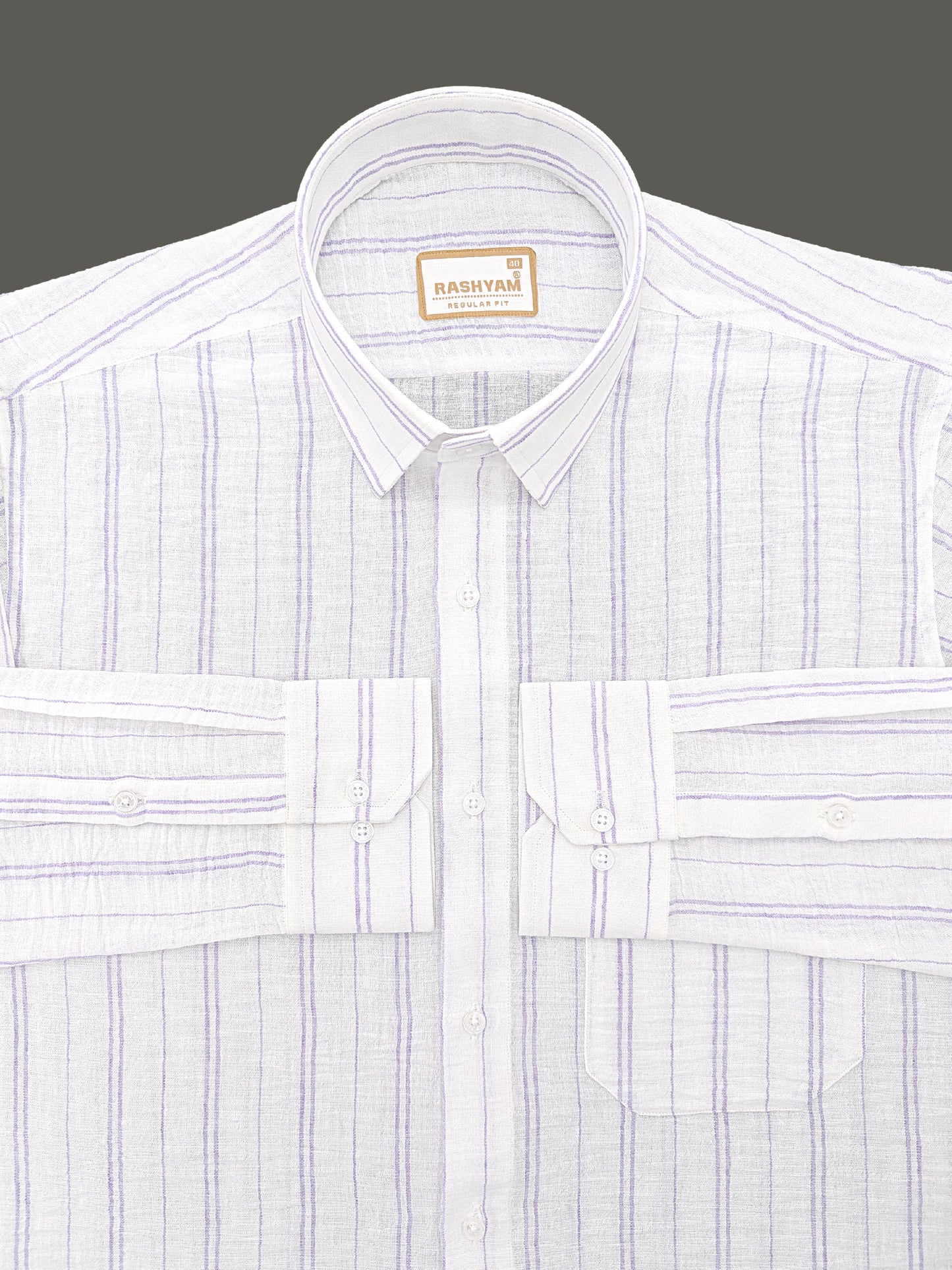 Milano Light Purple Double Line On White Formal Shirt For Men