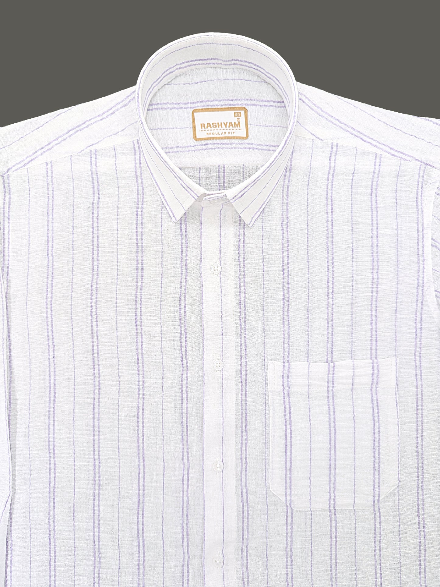 Milano Light Purple Double Line On White Formal Shirt For Men