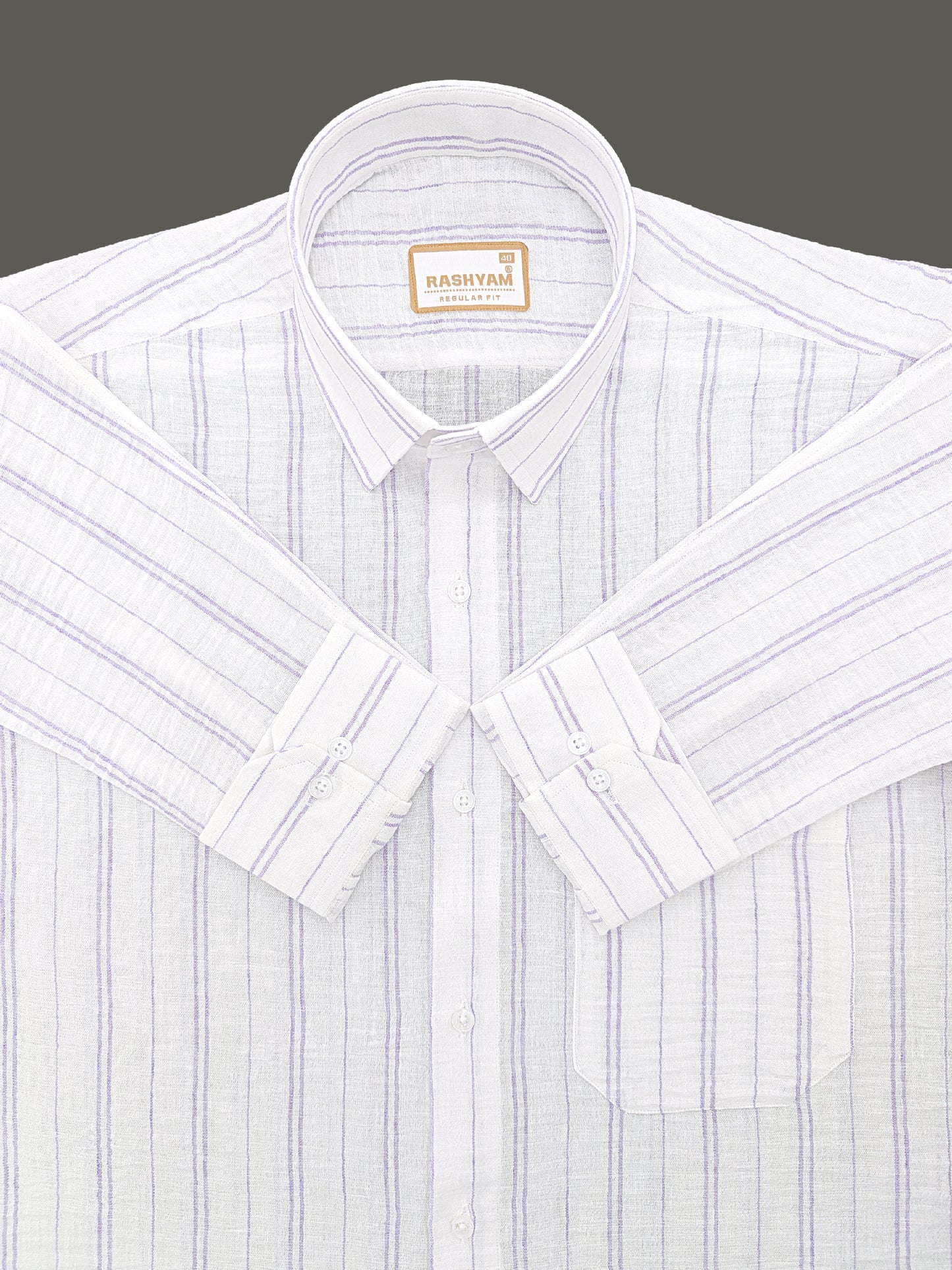 Milano Light Purple Double Line On White Formal Shirt For Men