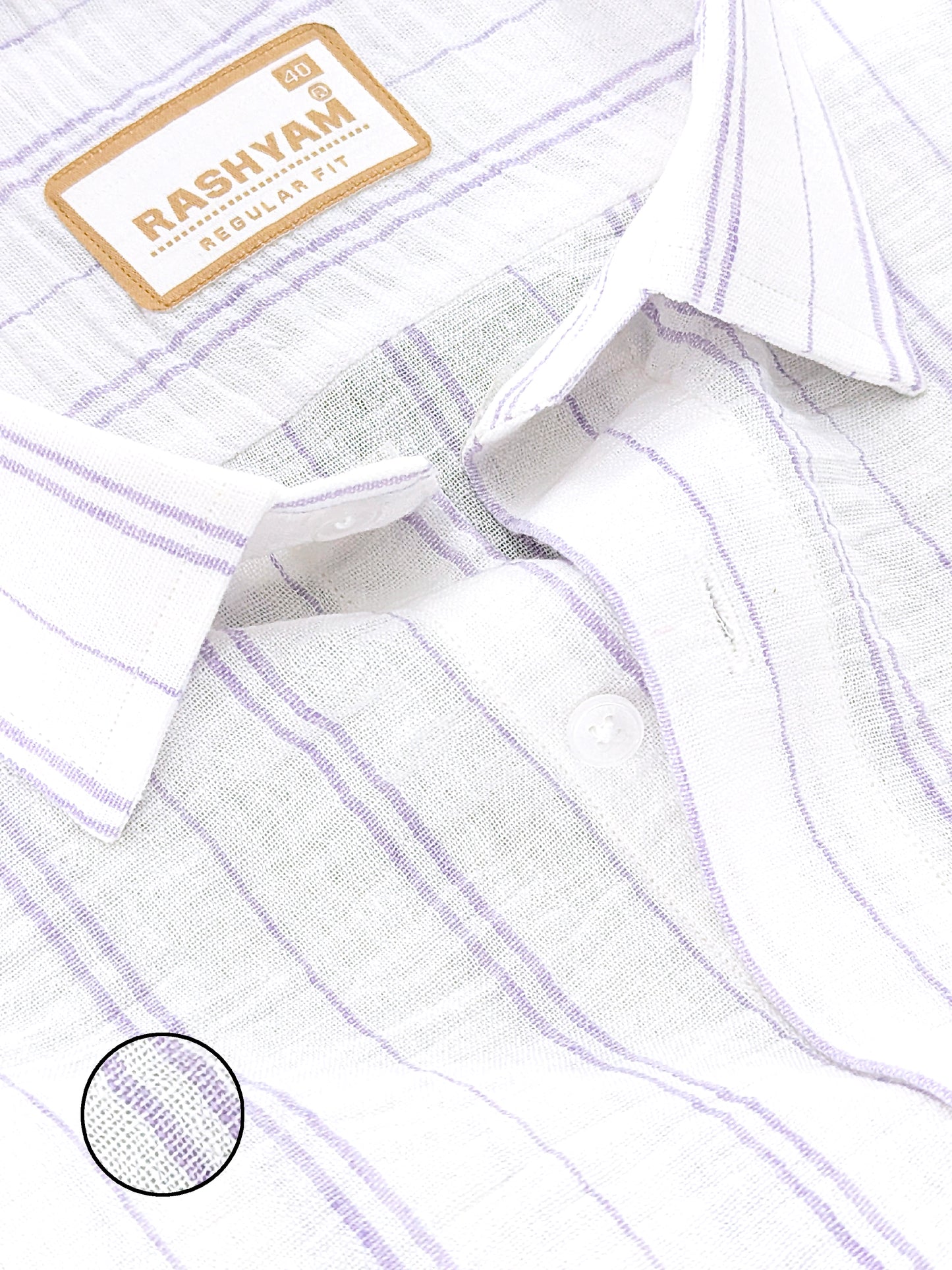 Milano Light Purple Double Line On White Formal Shirt For Men