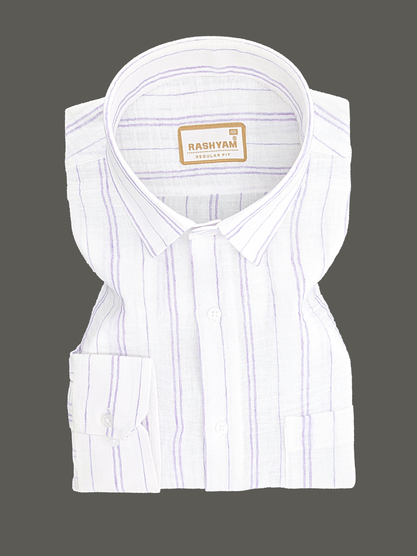 Milano Light Purple Double Line On White Formal Shirt For Men