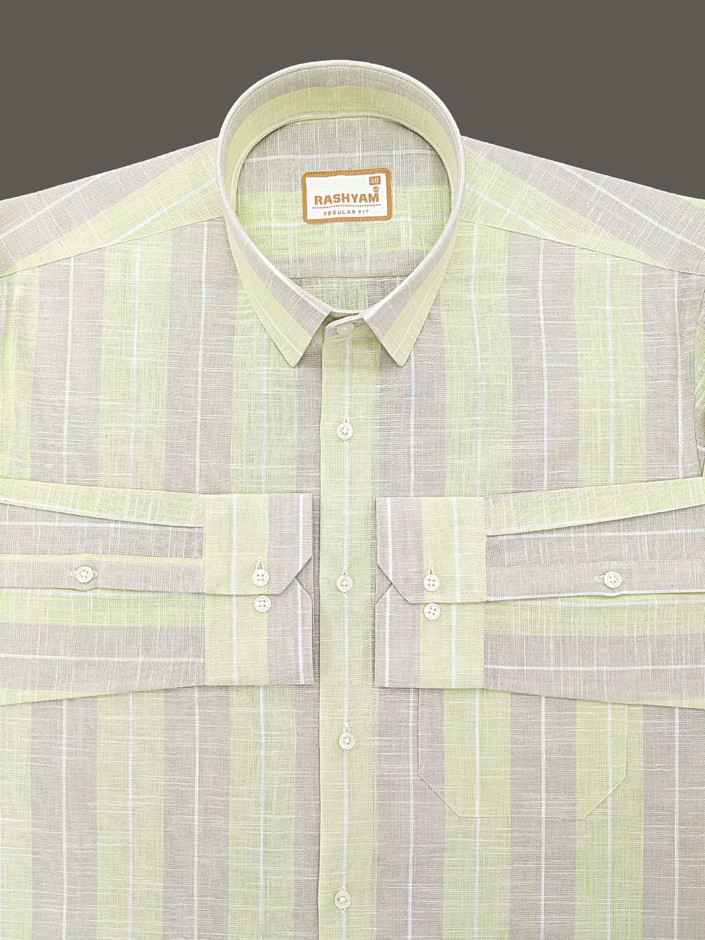 Premium Linen Cotton Pistachio Grey Formal Shirt For Men