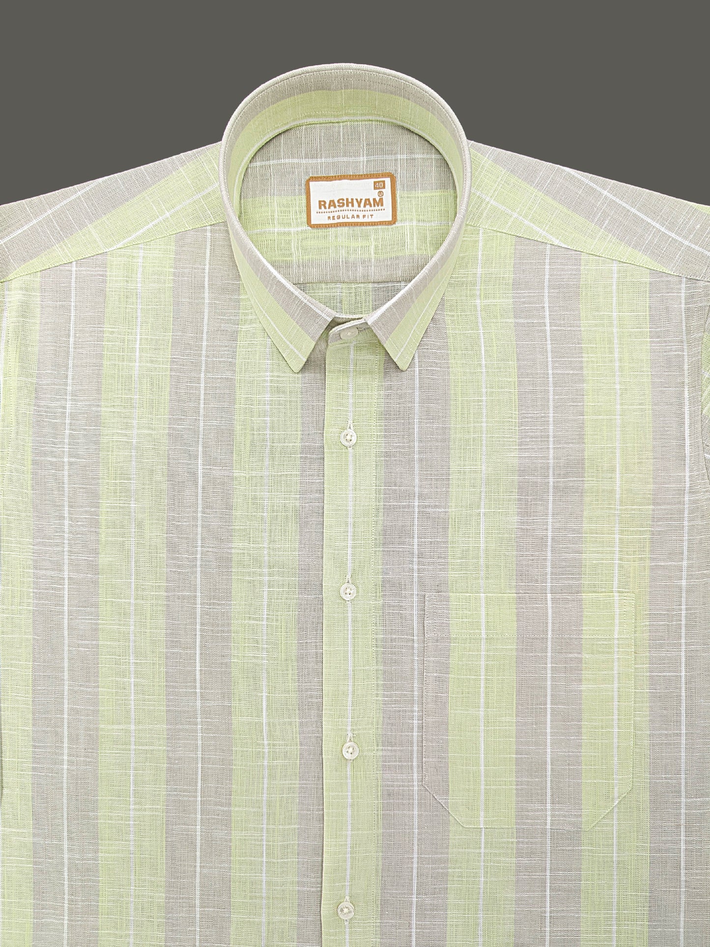Premium Linen Cotton Pistachio Grey Formal Shirt For Men