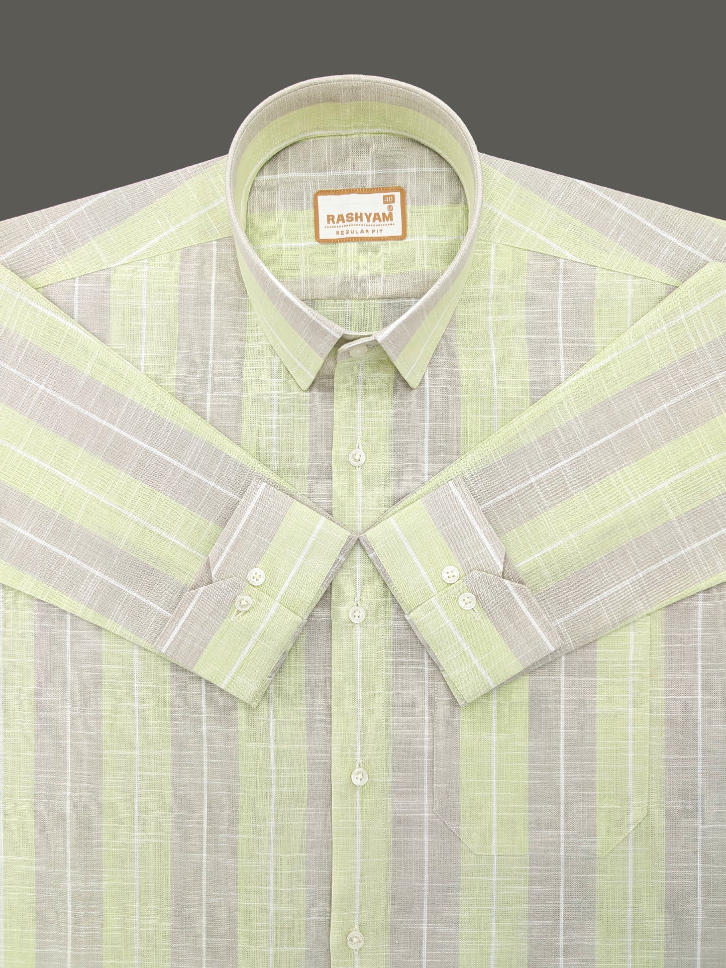 Premium Linen Cotton Pistachio Grey Formal Shirt For Men