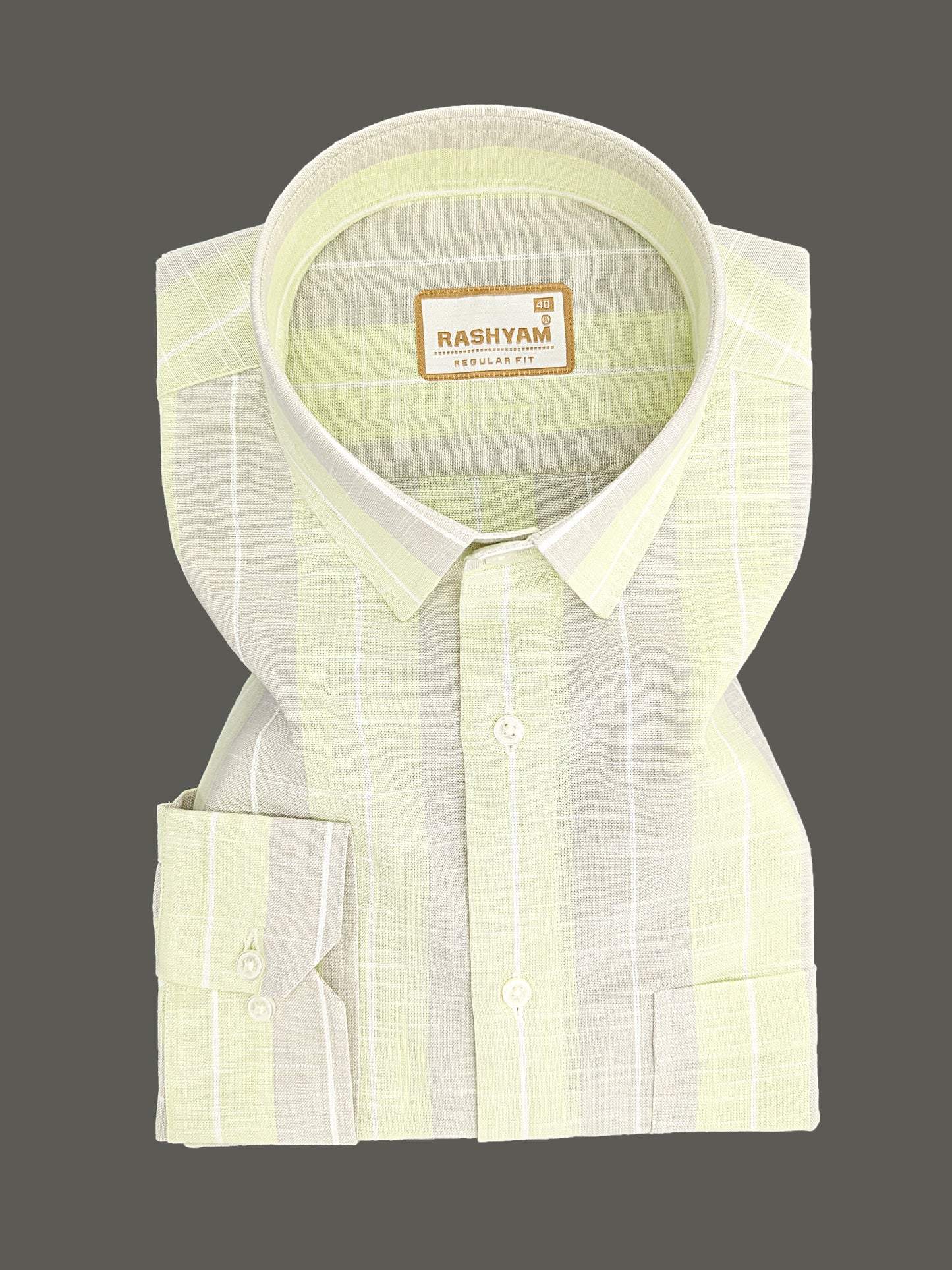 Premium Linen Cotton Pistachio Grey Formal Shirt For Men