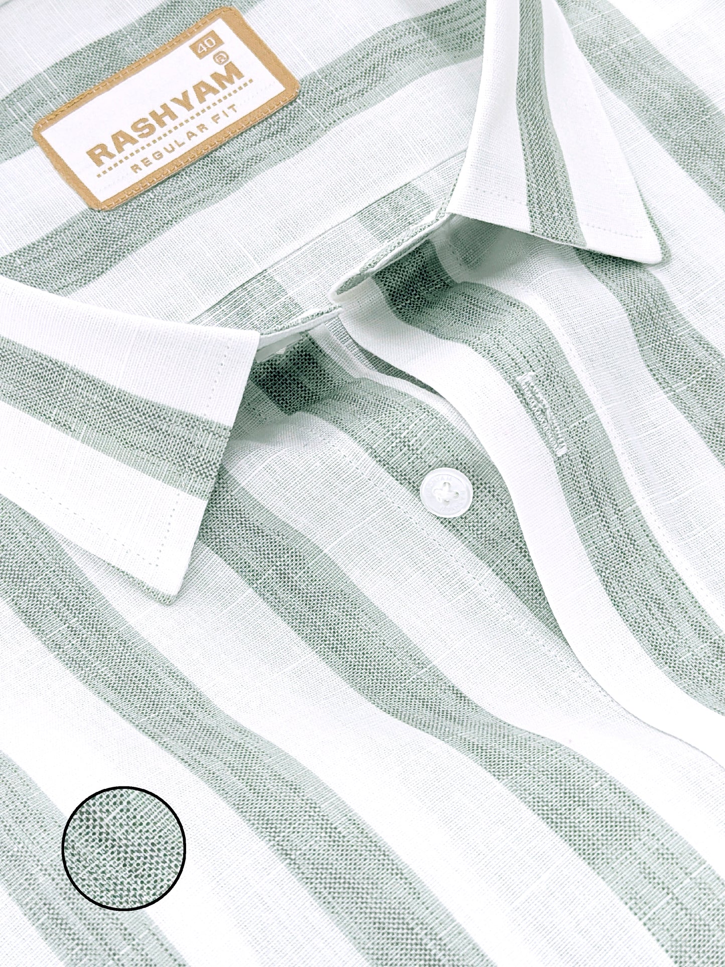 Premium Cotton Lime Green Line On white Formal Shirt For Men