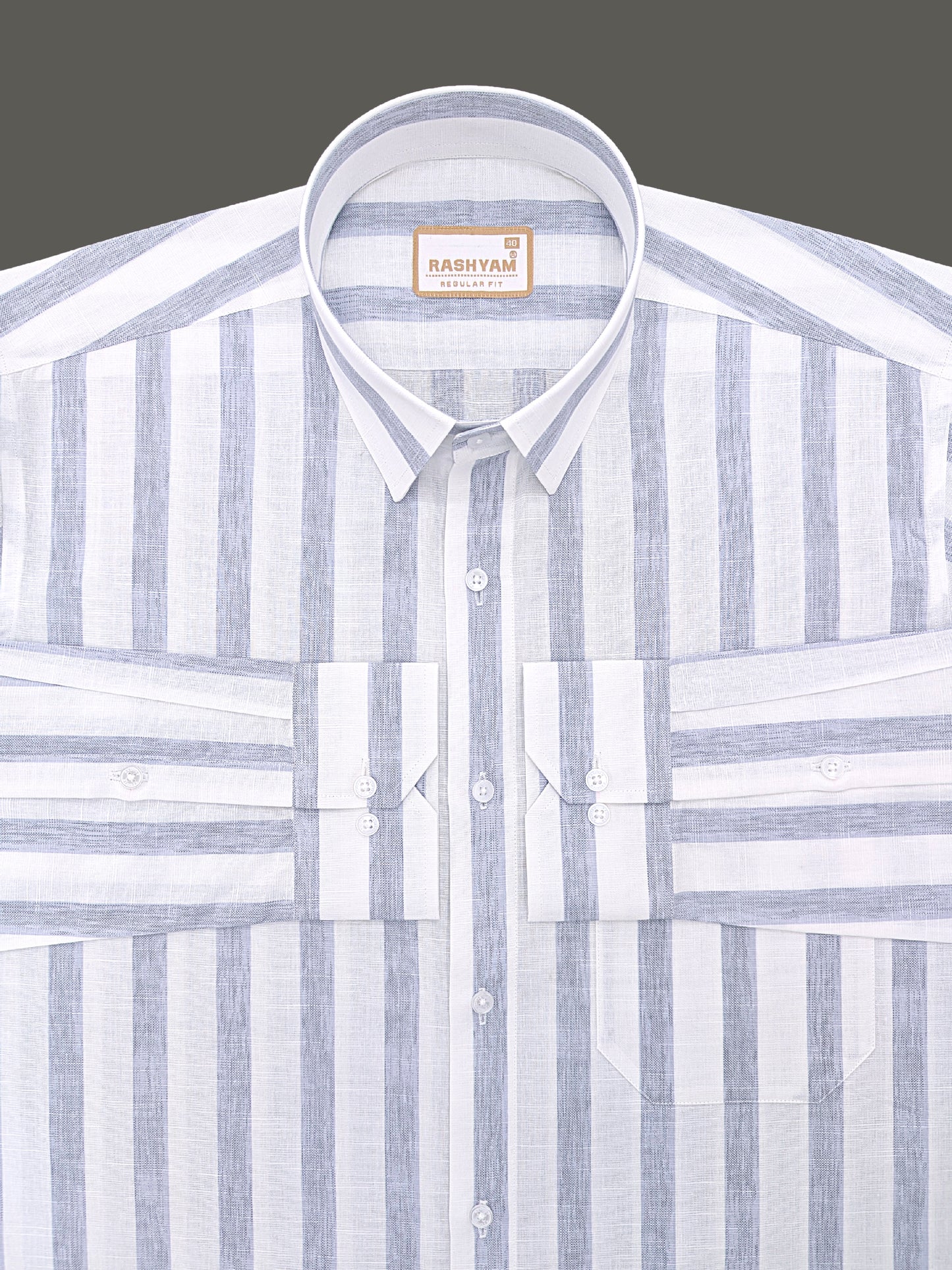 Premium Cotton Ice blue Line On white Formal Shirt For Men