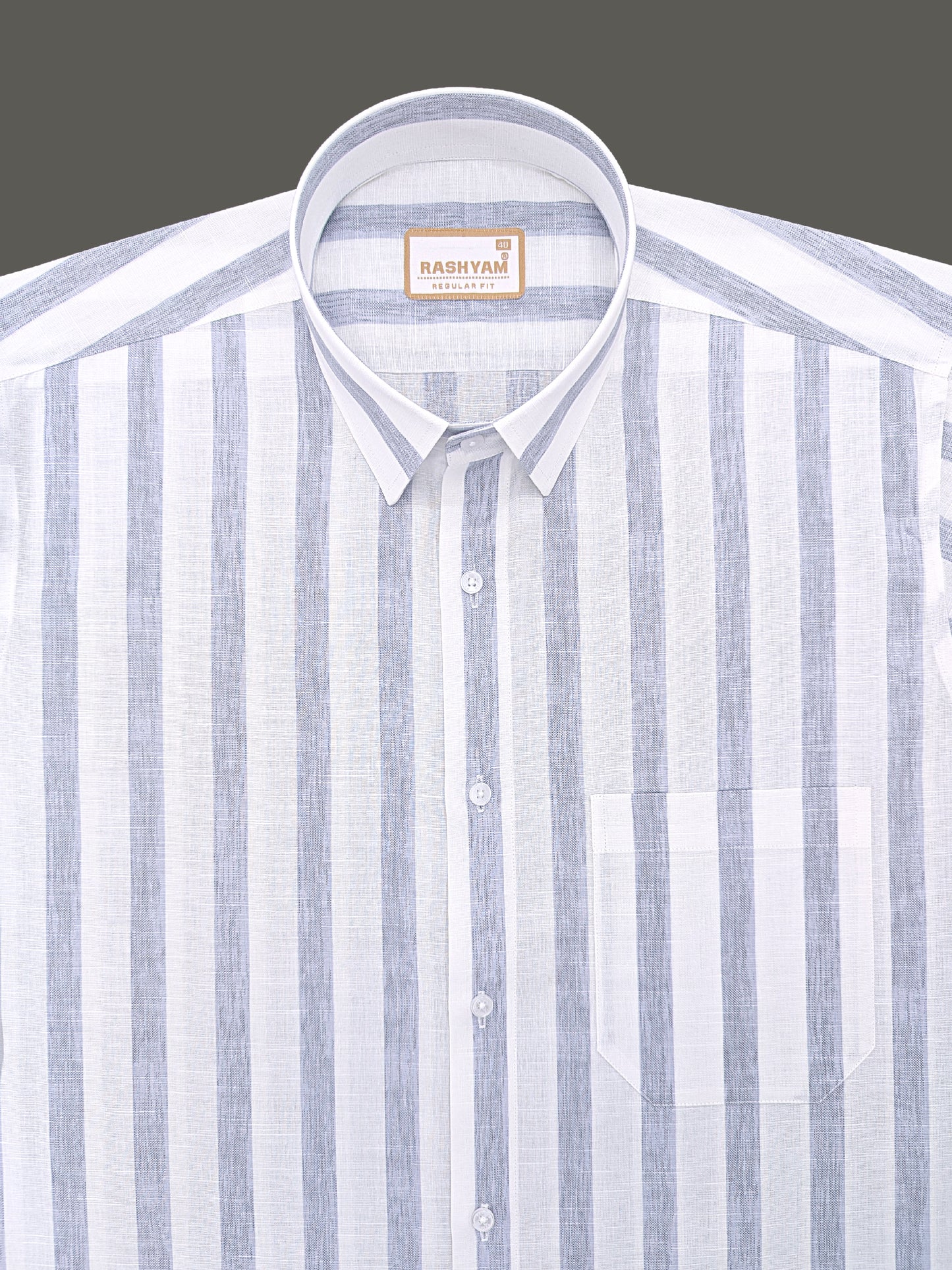Premium Cotton Ice blue Line On white Formal Shirt For Men