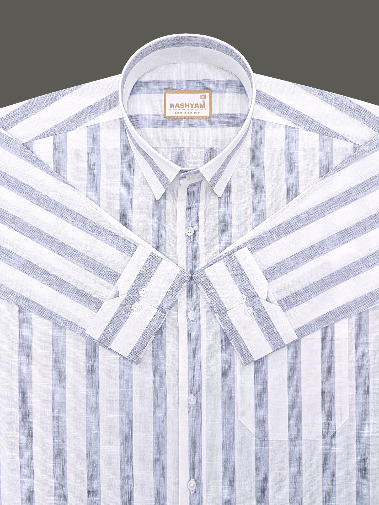 Premium Cotton Ice blue Line On white Formal Shirt For Men