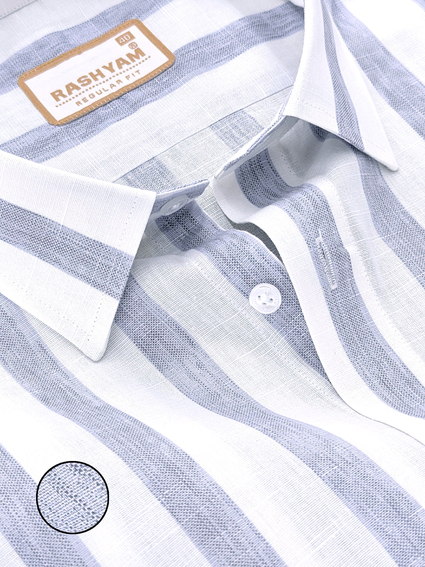 Premium Cotton Ice blue Line On white Formal Shirt For Men