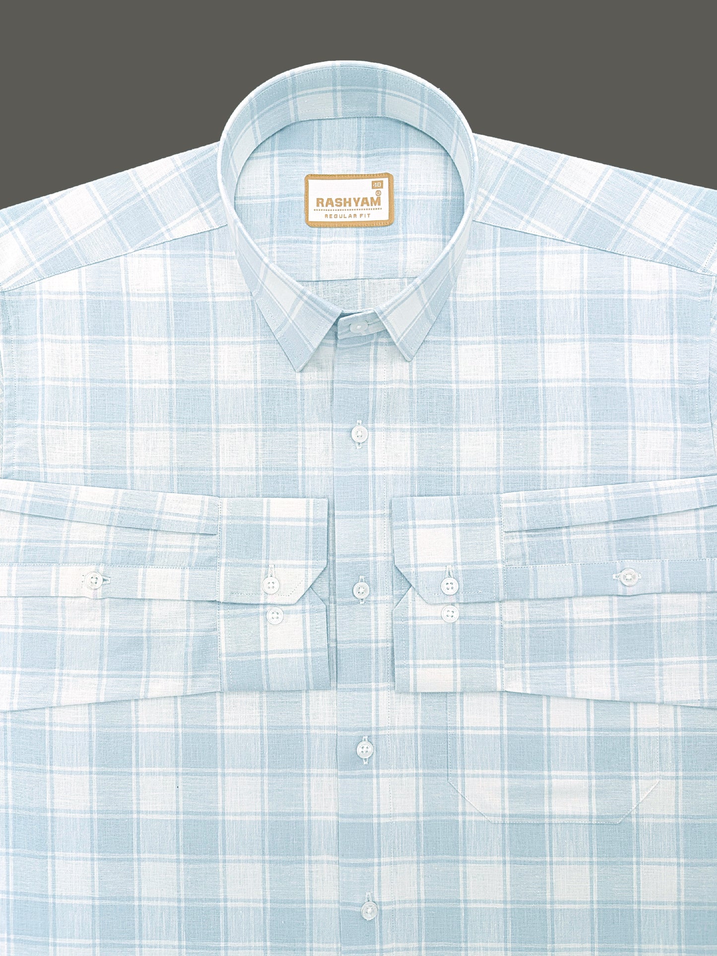 Spello Premium Cotton Light Blue with White Checks Formal Shirt For Men