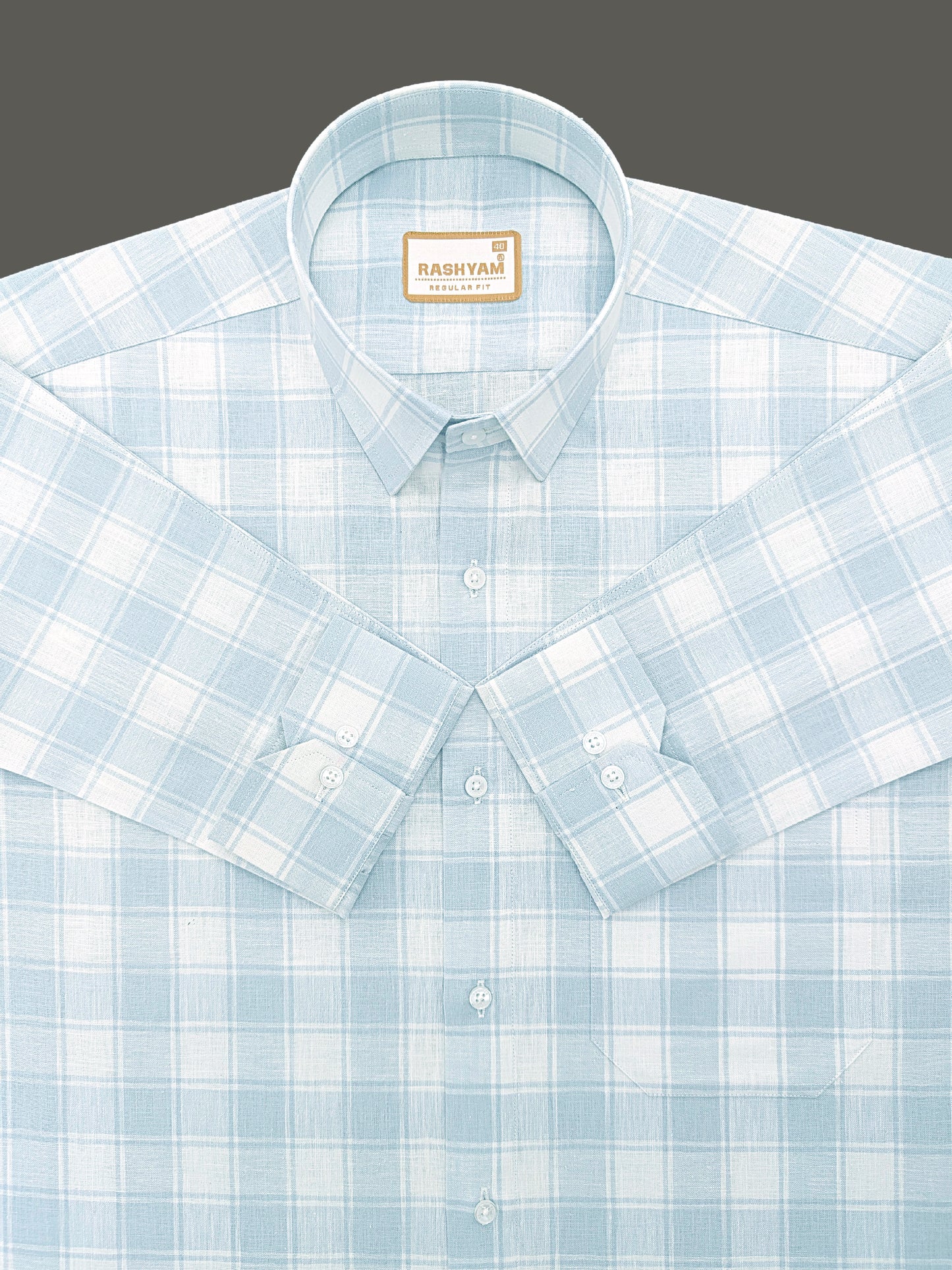 Spello Premium Cotton Light Blue with White Checks Formal Shirt For Men