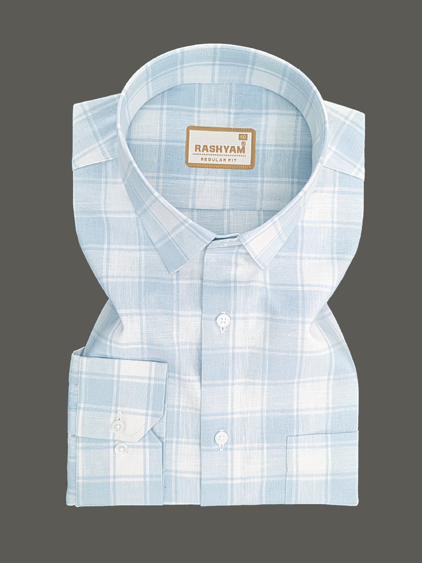 Spello Premium Cotton Light Blue with White Checks Formal Shirt For Men