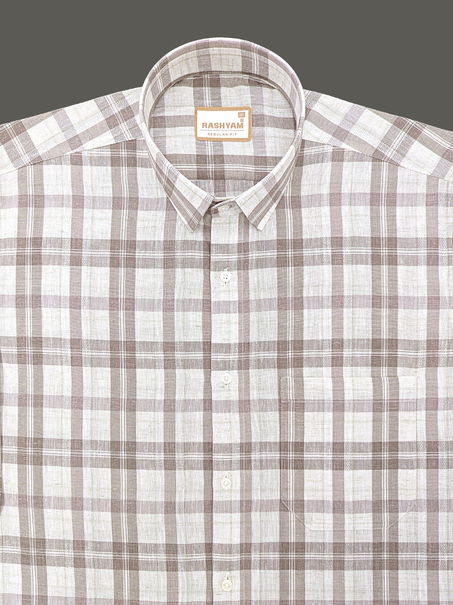 Premium Cotton Warm Beige with Dusty Brown Checks Shirt For Men