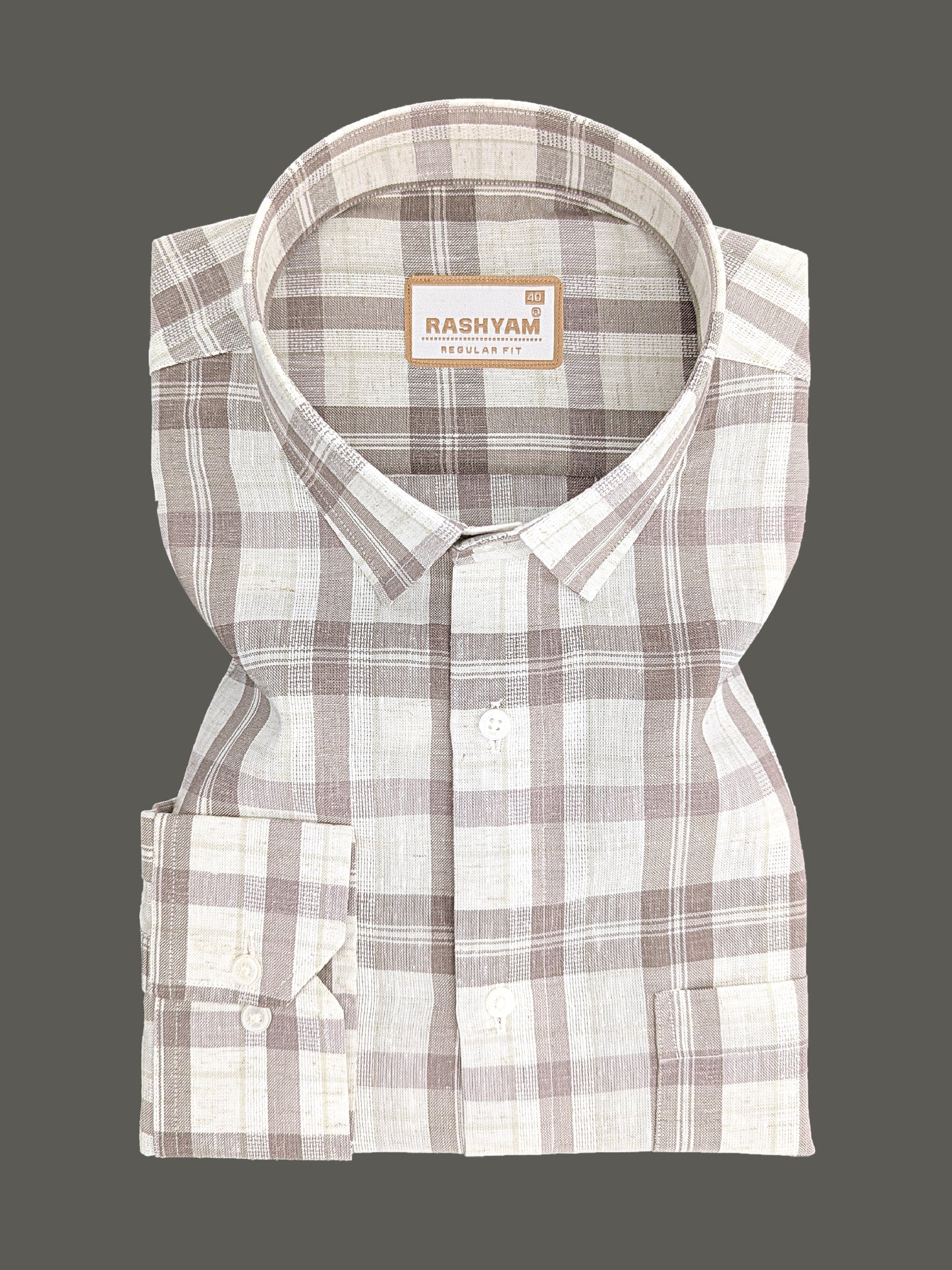 Premium Cotton Warm Beige with Dusty Brown Checks Shirt For Men