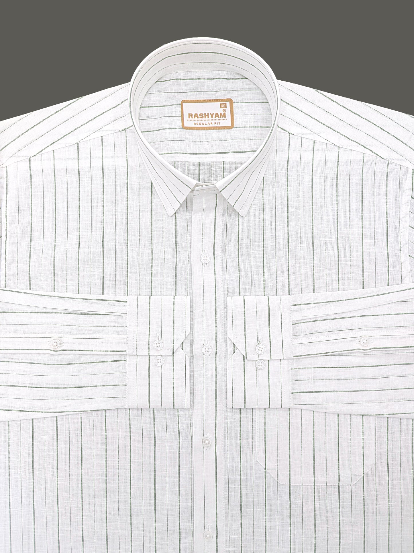 Arezzo Italian Premium Linen Lemon Grass Line Formal Shirt For Men