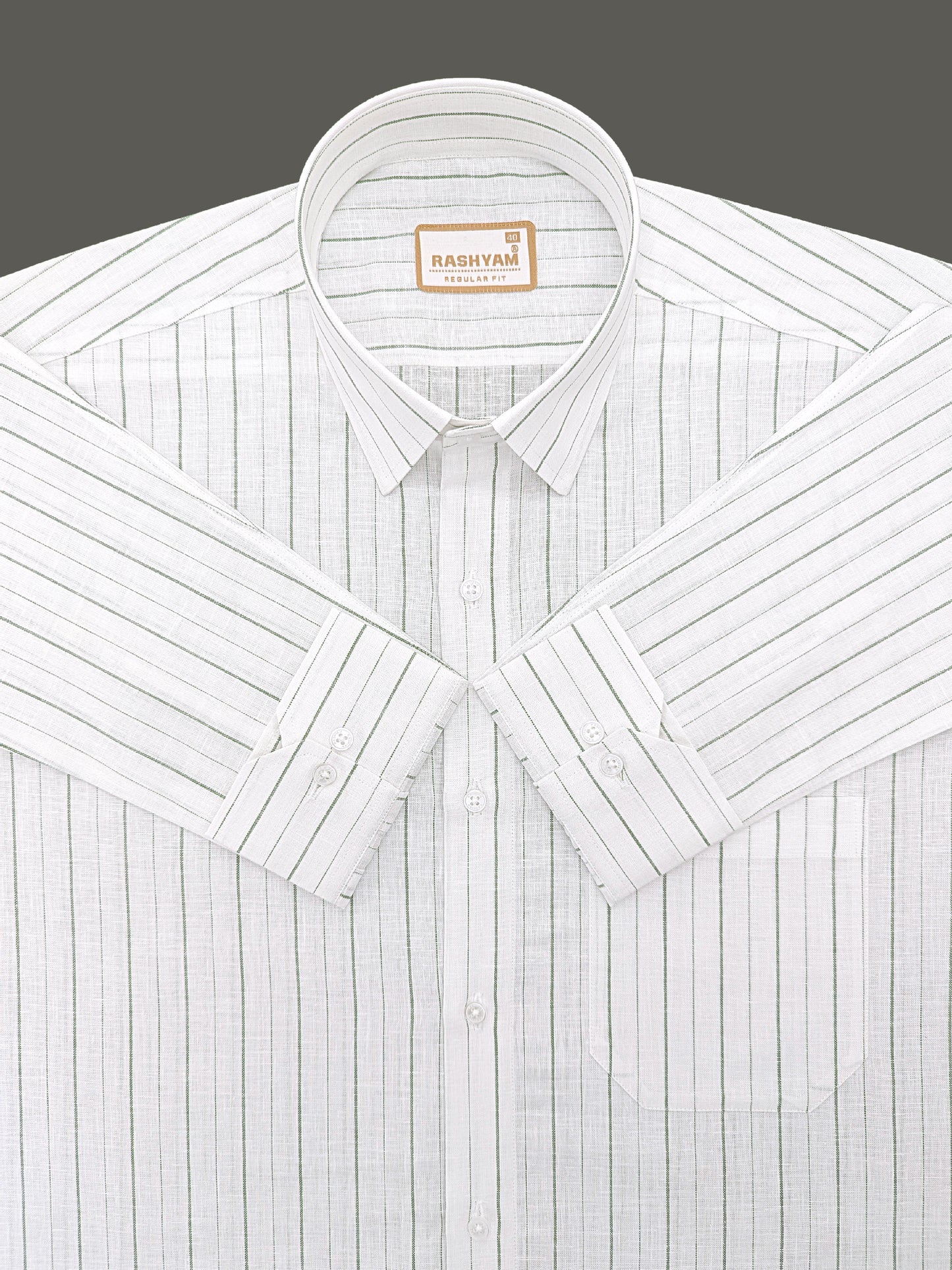 Arezzo Italian Premium Linen Lemon Grass Line Formal Shirt For Men