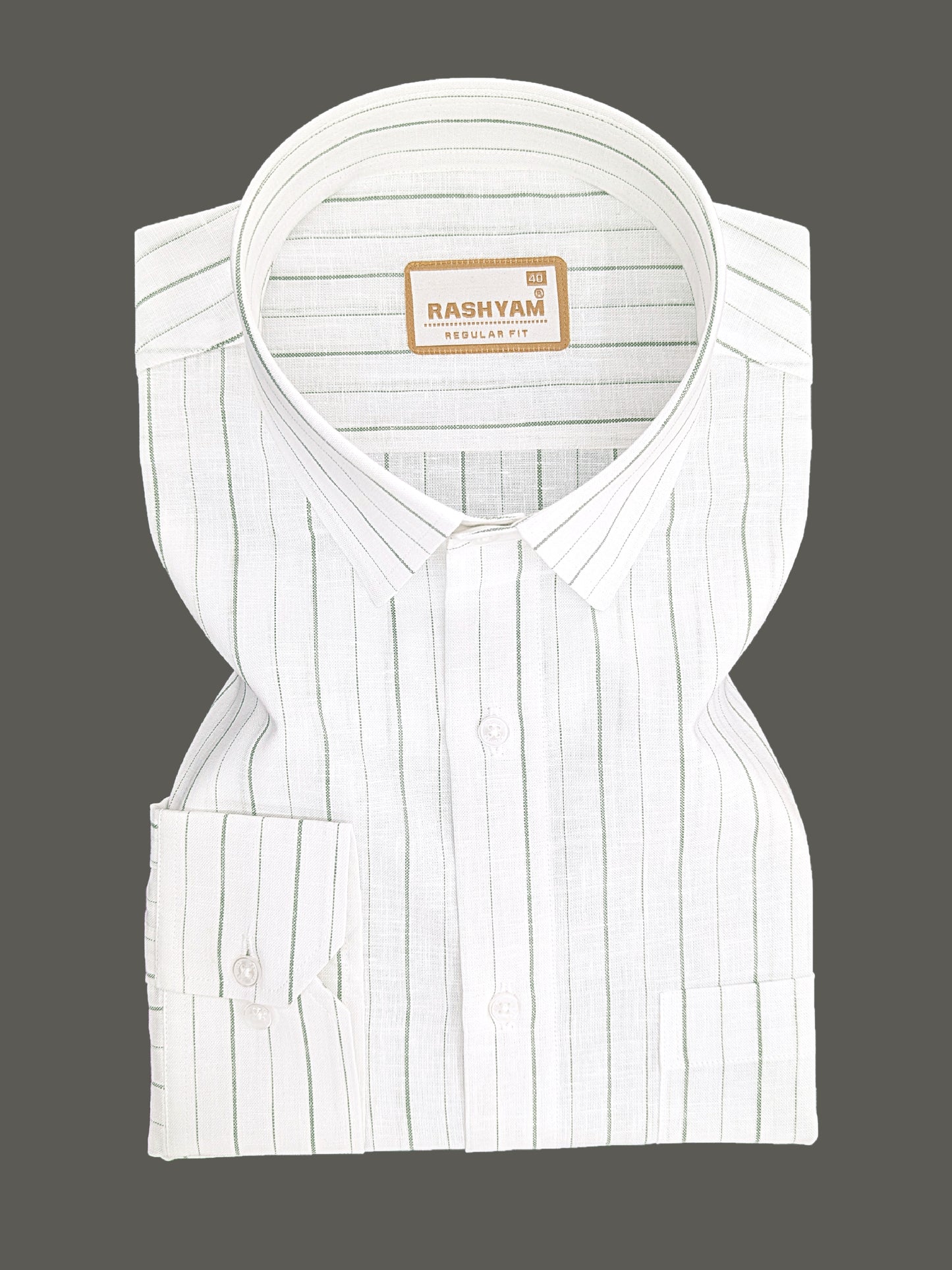 Arezzo Italian Premium Linen Lemon Grass Line Formal Shirt For Men
