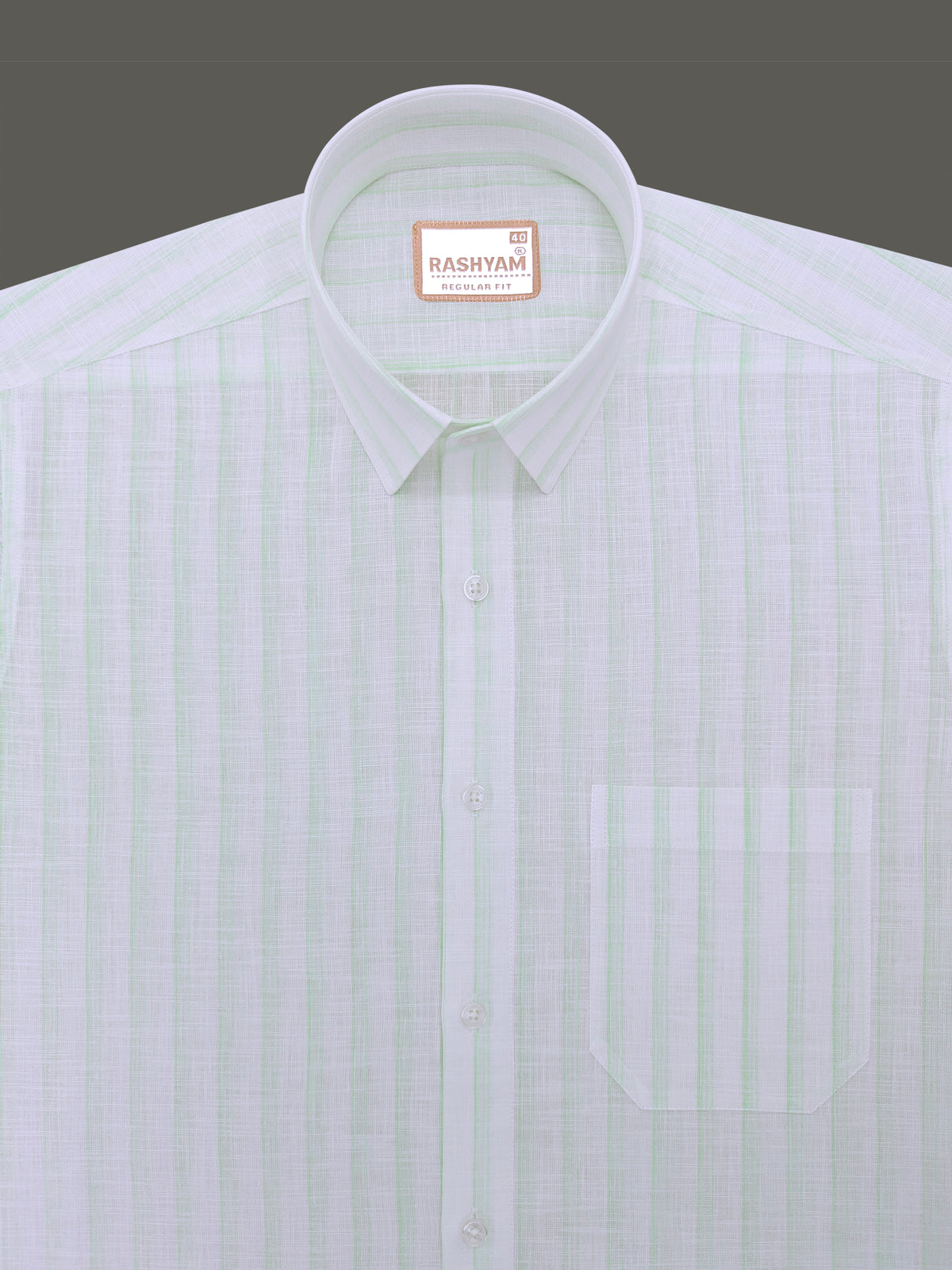 Italian Linen Veranzo Volt Green Stripe On White Formal Shirt