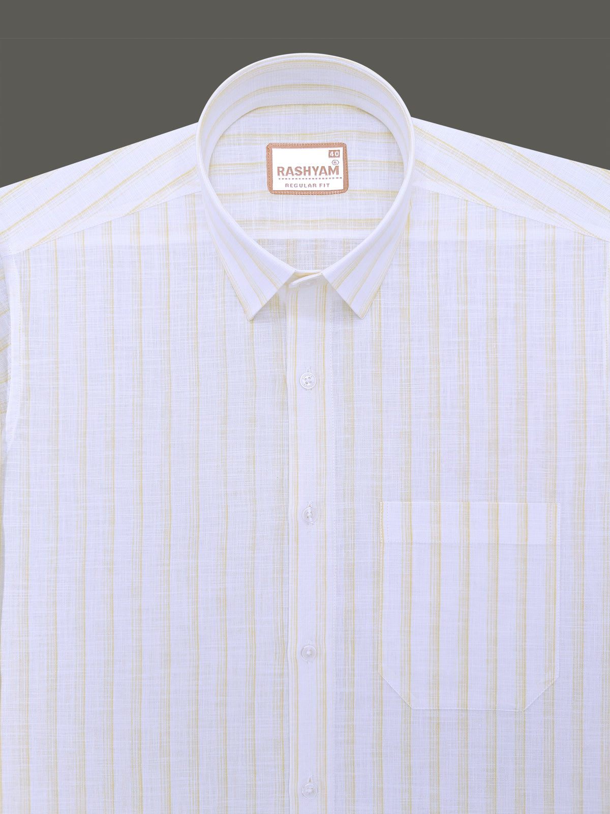 Italian Linen Veranzo Yellow Multistripe On White Formal Shirt