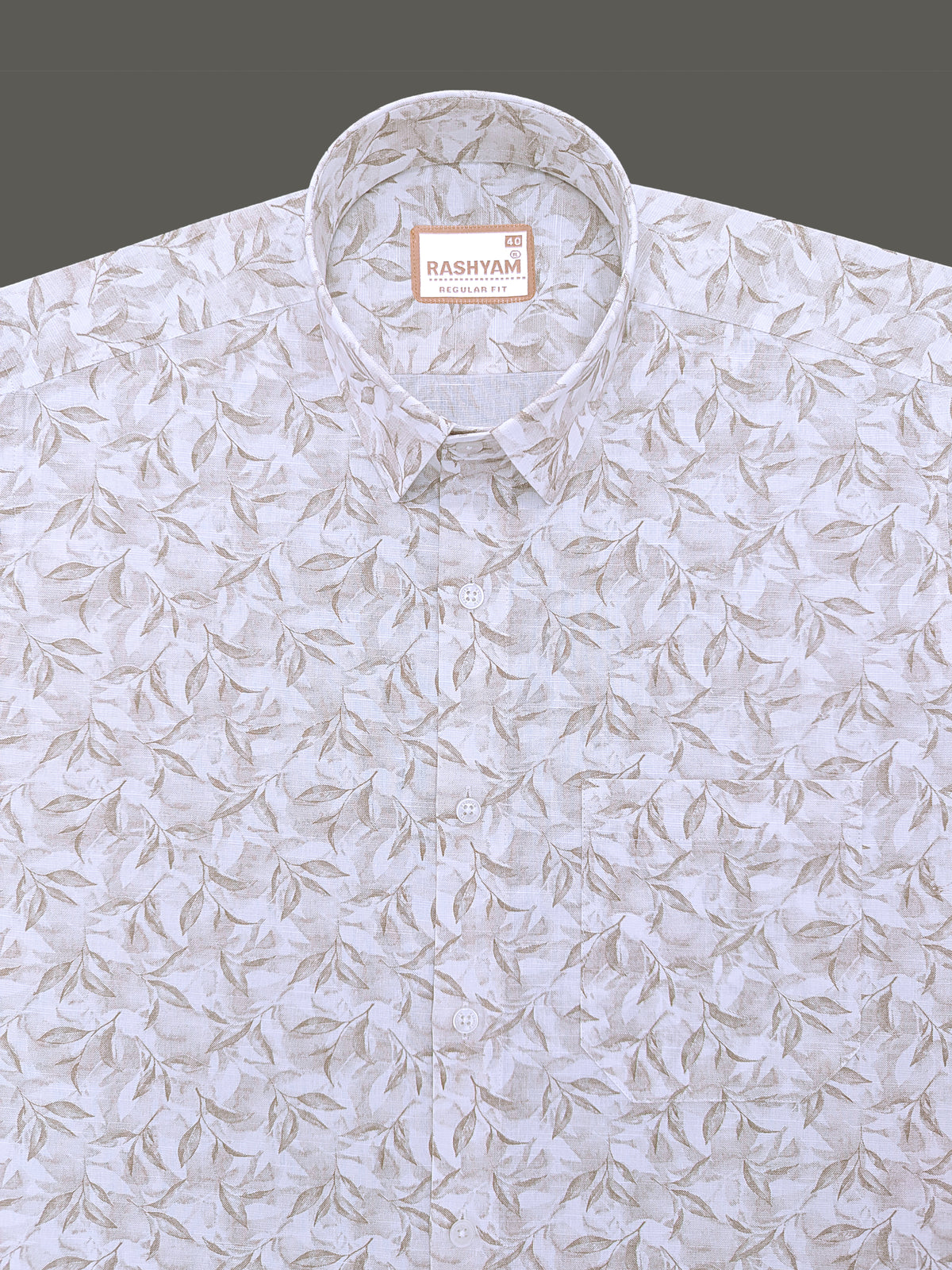 Italian Premium Linen Olivetta Brown Tropical Printed Shirt