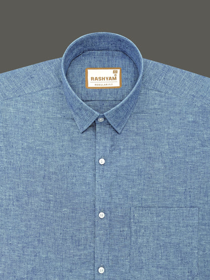 Chianti Premium Oxford Cotton Denim Blue Formal Shirt For Men