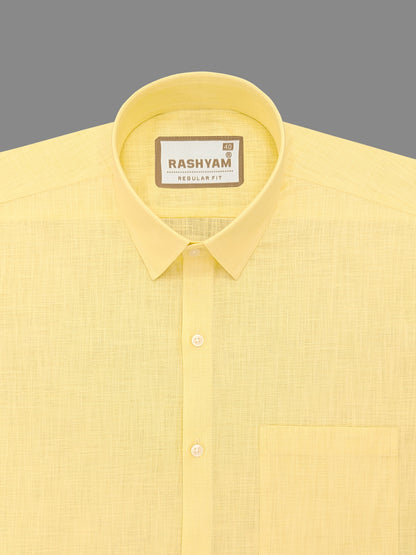 Luxurious Yellow Italian Linen Shirt For Men